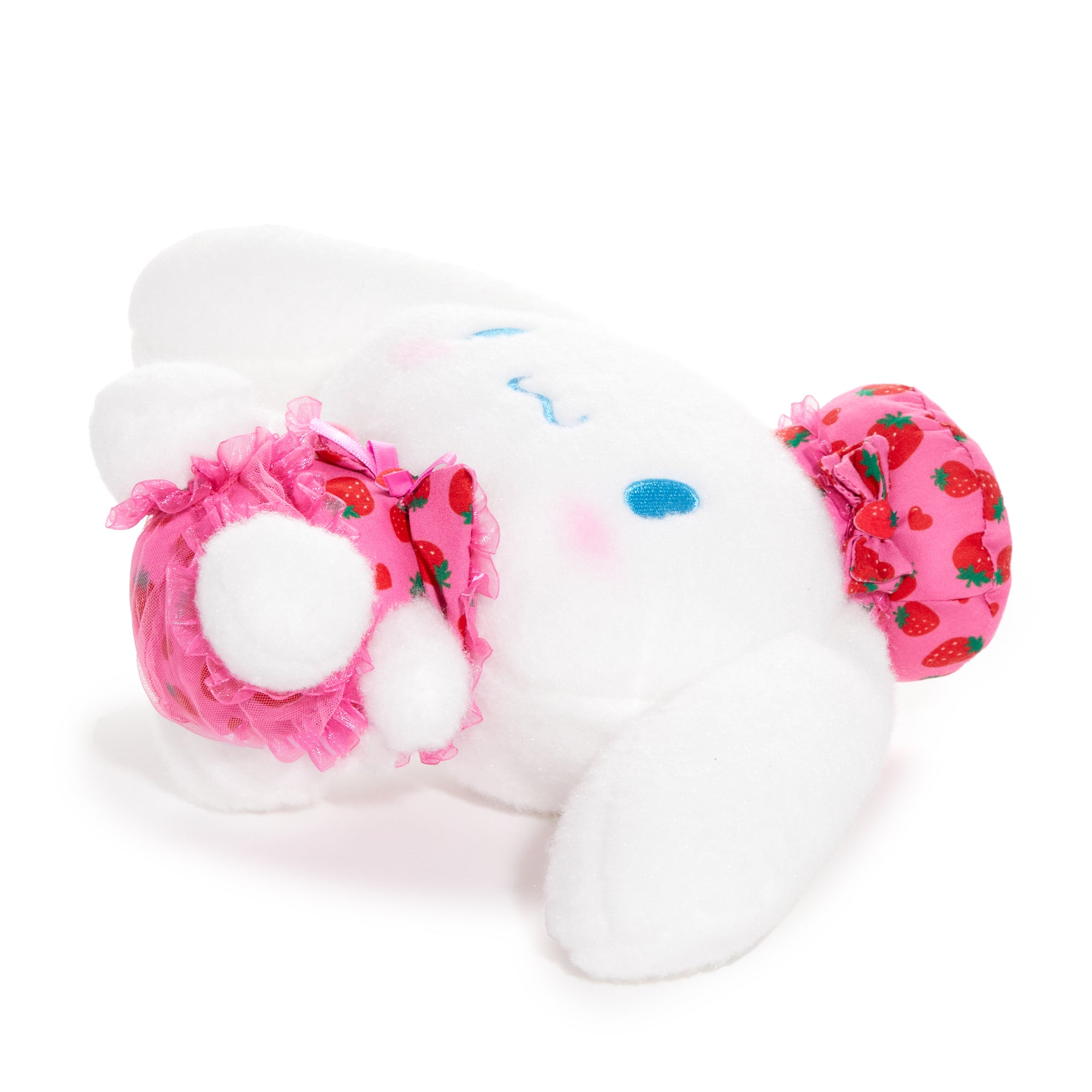 Front view of the Cinnamoroll plush from the Strawberry Treat Series