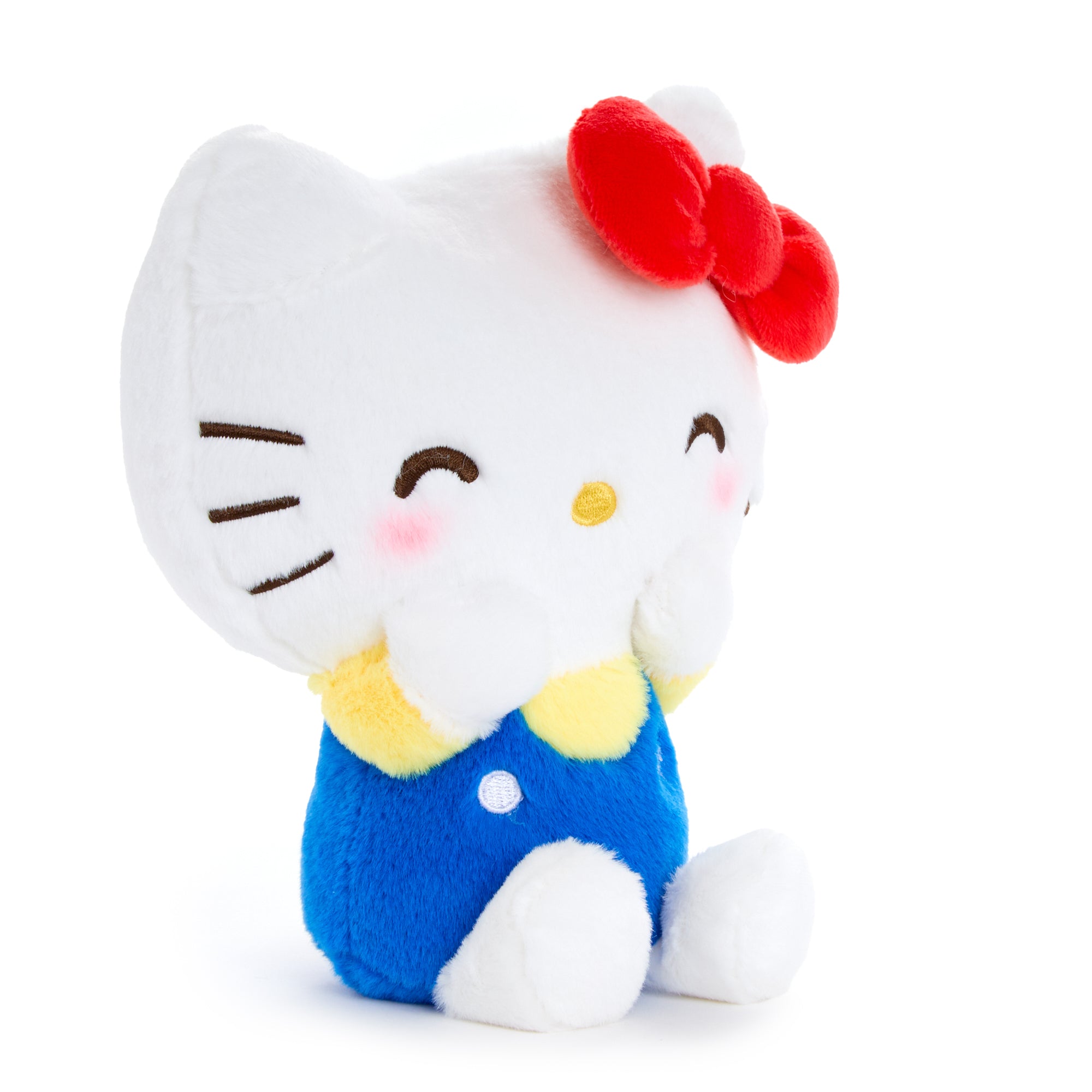 Close-up of Hello Kitty’s face highlighting expressive eyes and soft textures