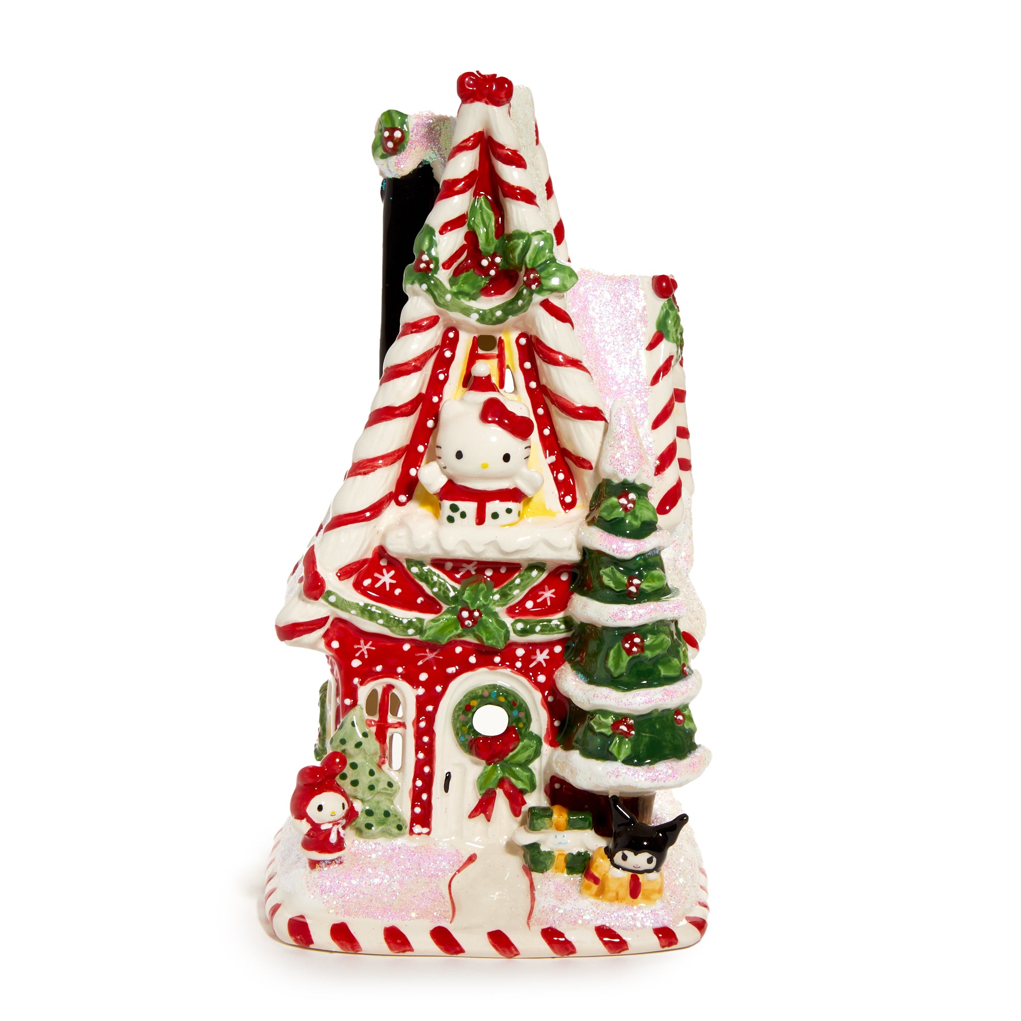 Hello Kitty Ceramic Holiday Candle Holder on a festive holiday table setting