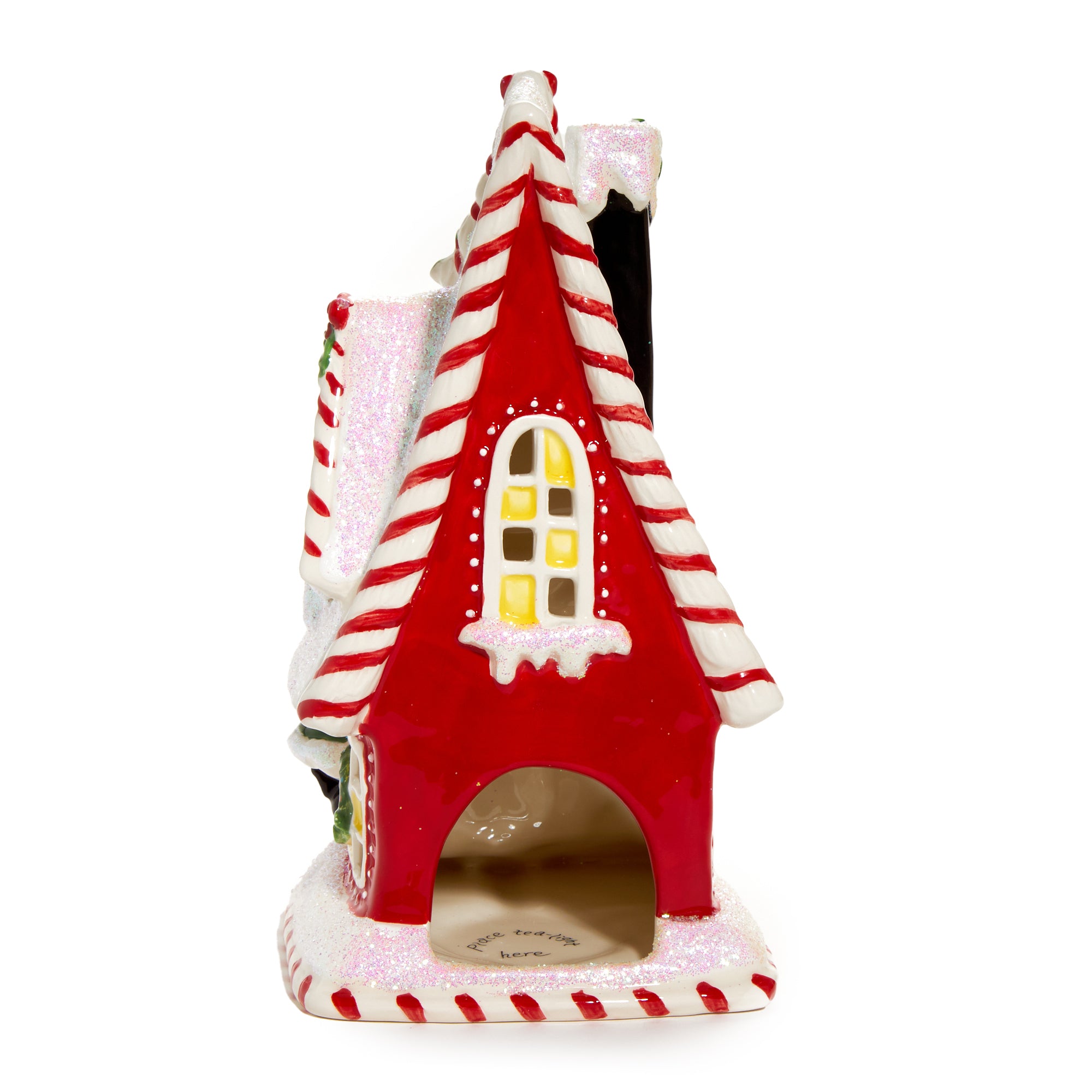 Close-up of the Hello Kitty Ceramic Holiday Candle House, showcasing its intricate details
