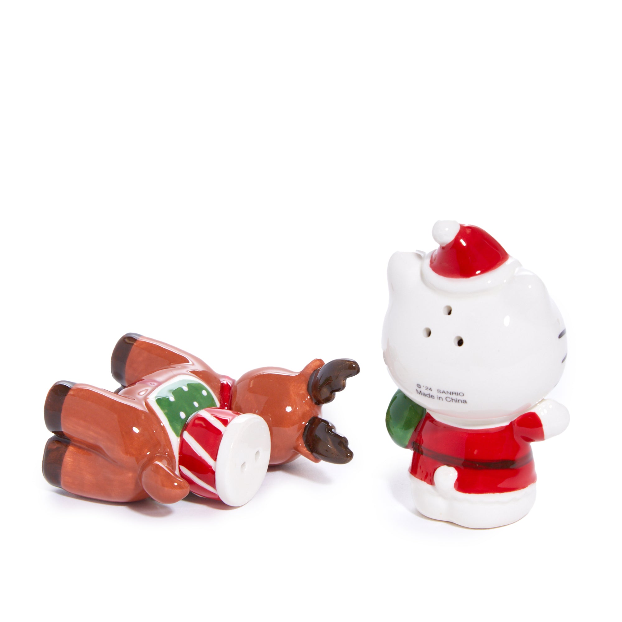 Boxed Hello Kitty Ceramic Holiday Salt & Pepper Set with gift wrapping