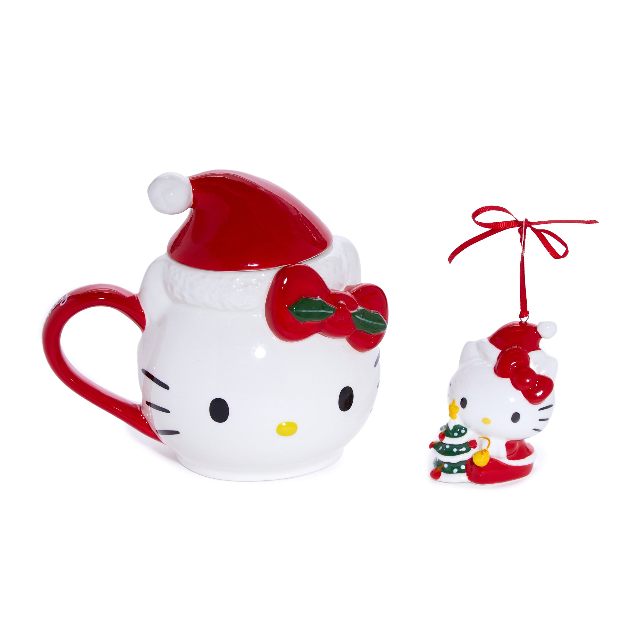 Hand-painted details on figurine face and mug handle highlighted in natural lighting