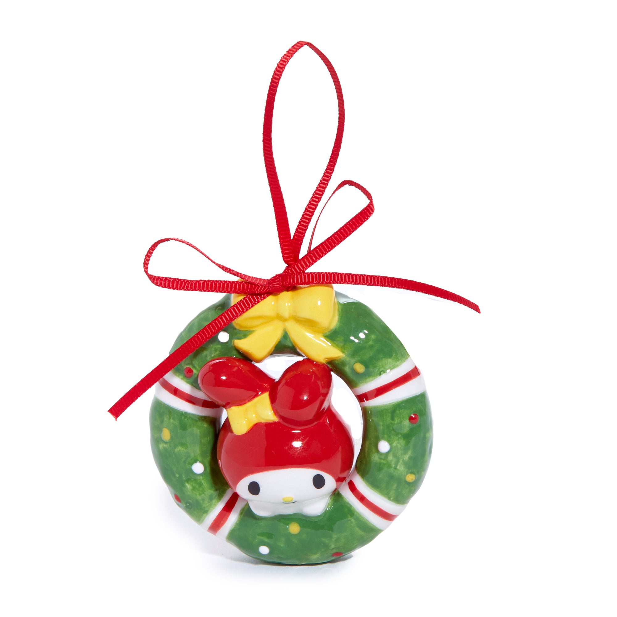 My Melody ornament featured close-up, showcasing hand-painted details and festive charm.