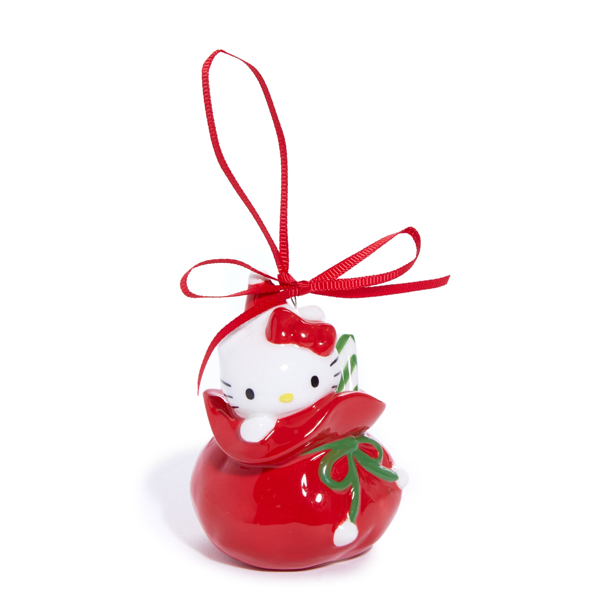 Close-up of Hello Kitty ornament with intricate details and vibrant colors.