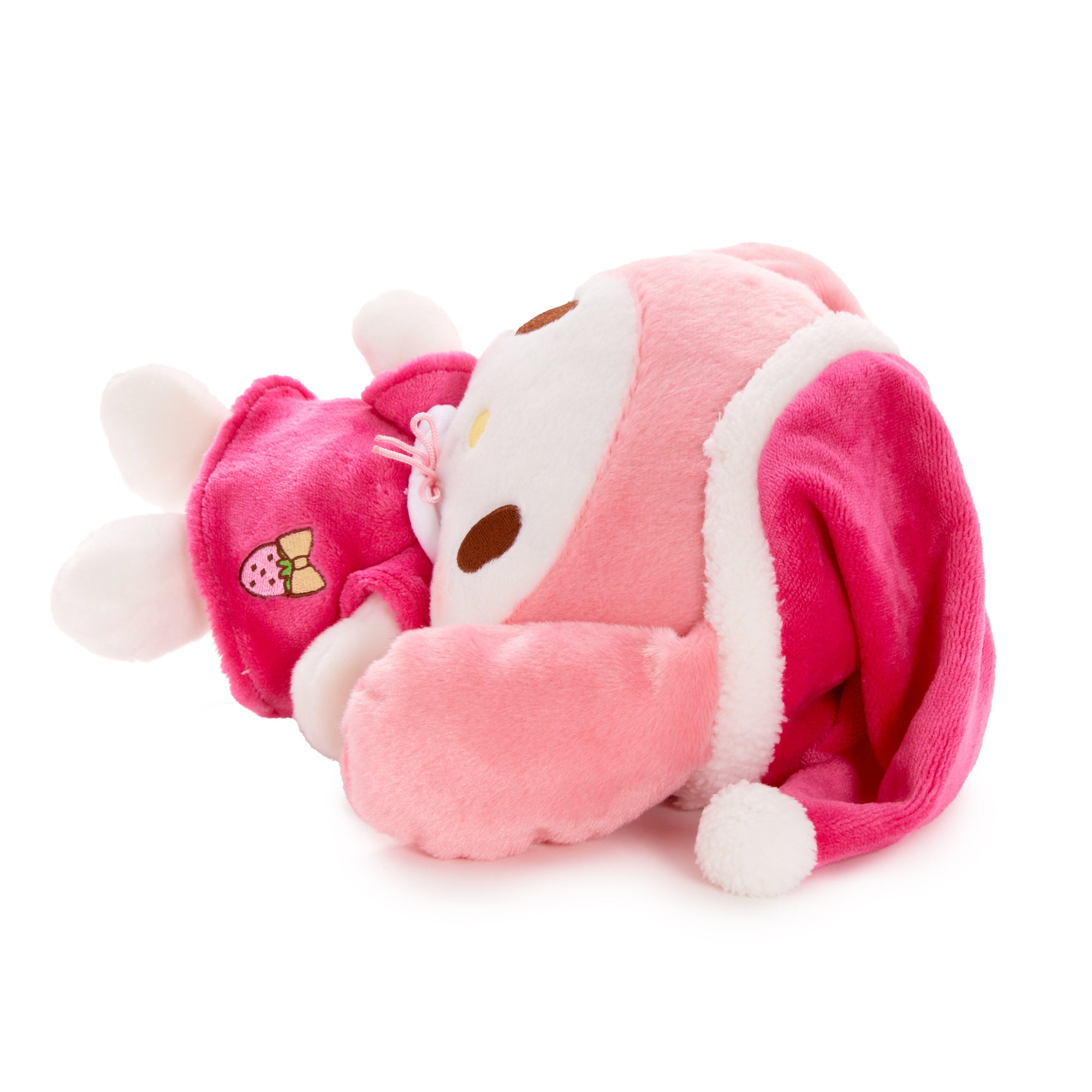 Close-up of My Melody plush showcasing embroidered details.
