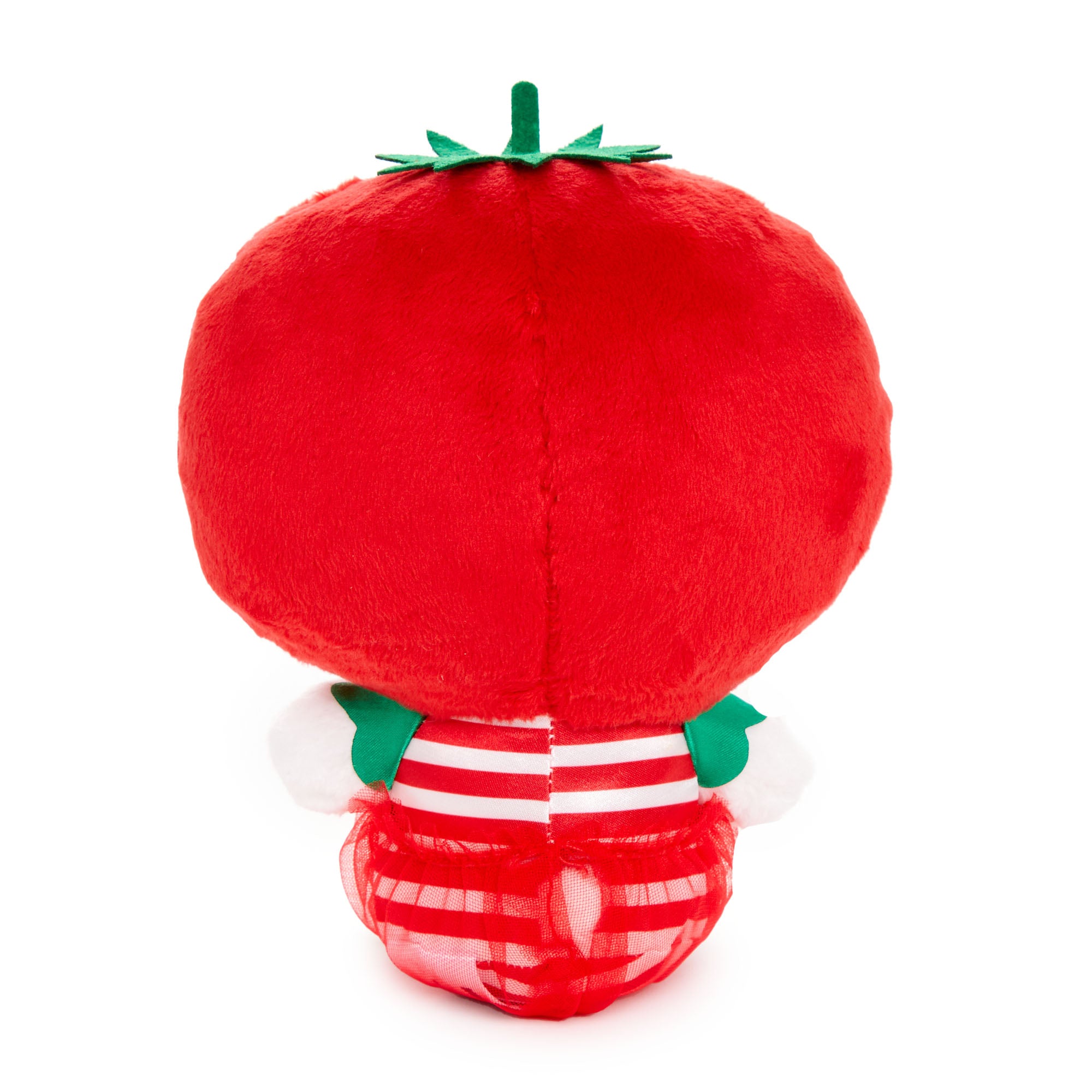 Sanrio tomato doll with striped outfit and tulle accent, part of the Hello Kitty graduation plush set