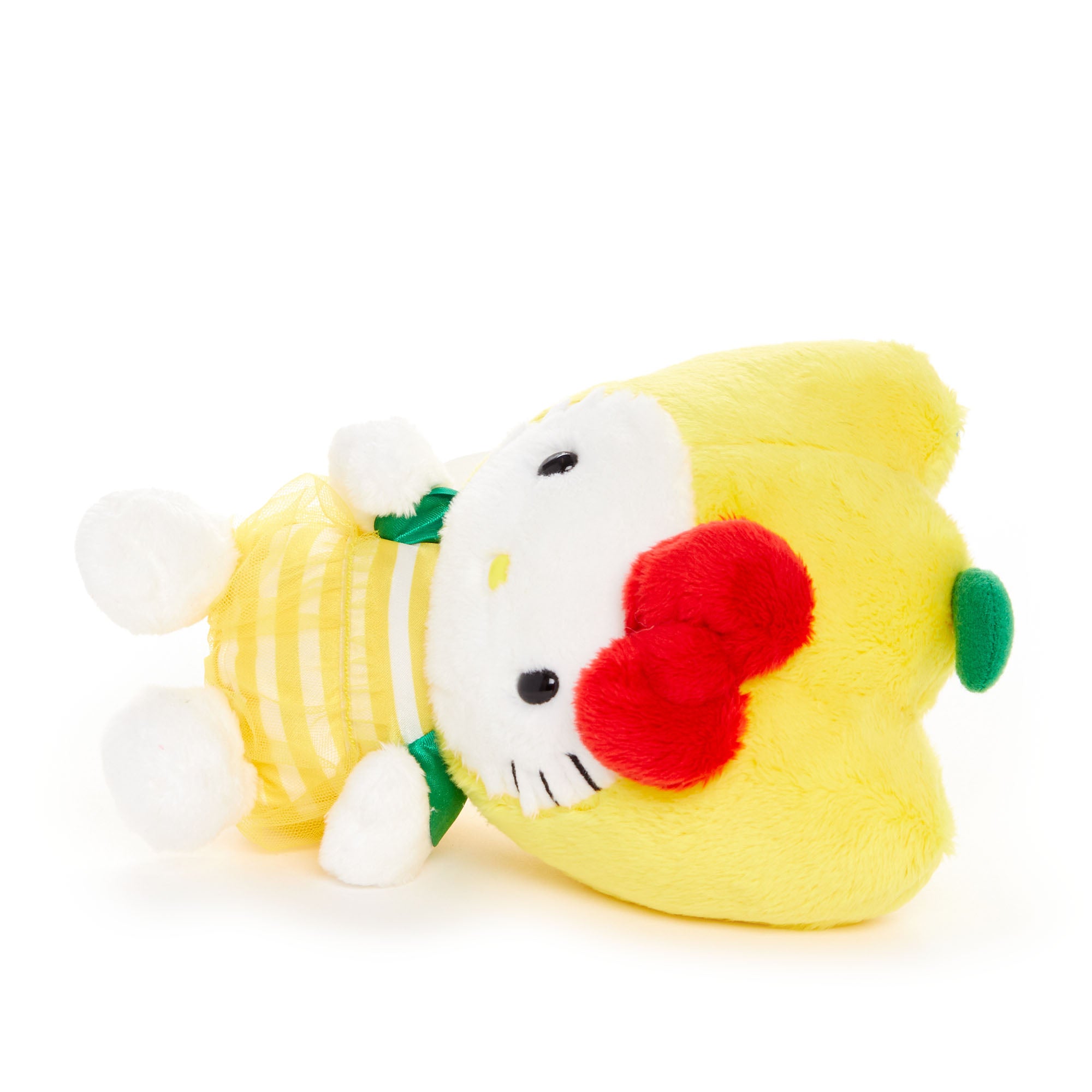 Hello Kitty Pepper Bean Doll displayed on a wooden desk