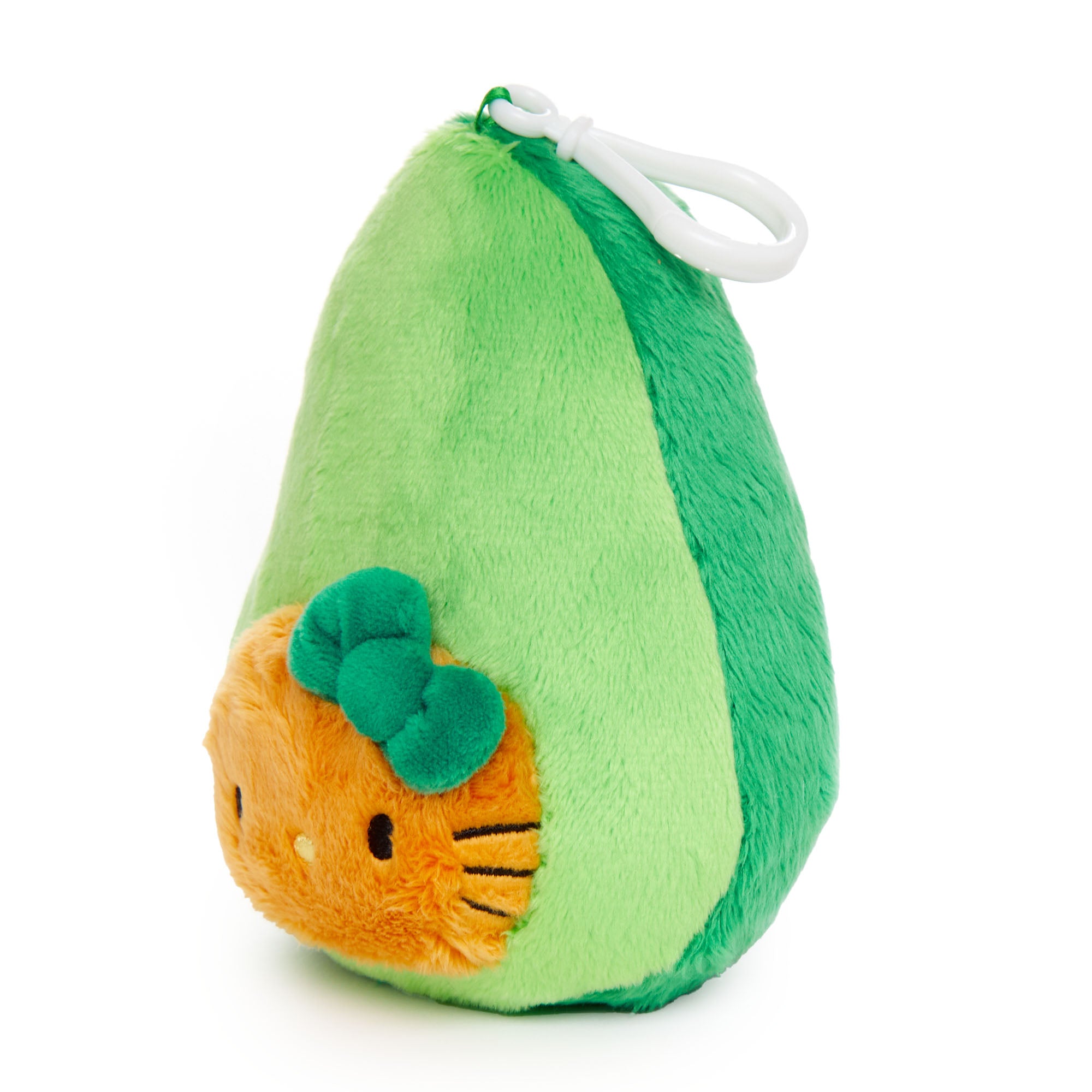 Hello Kitty graduation plush toy with Sanrio character clip attached to a backpack