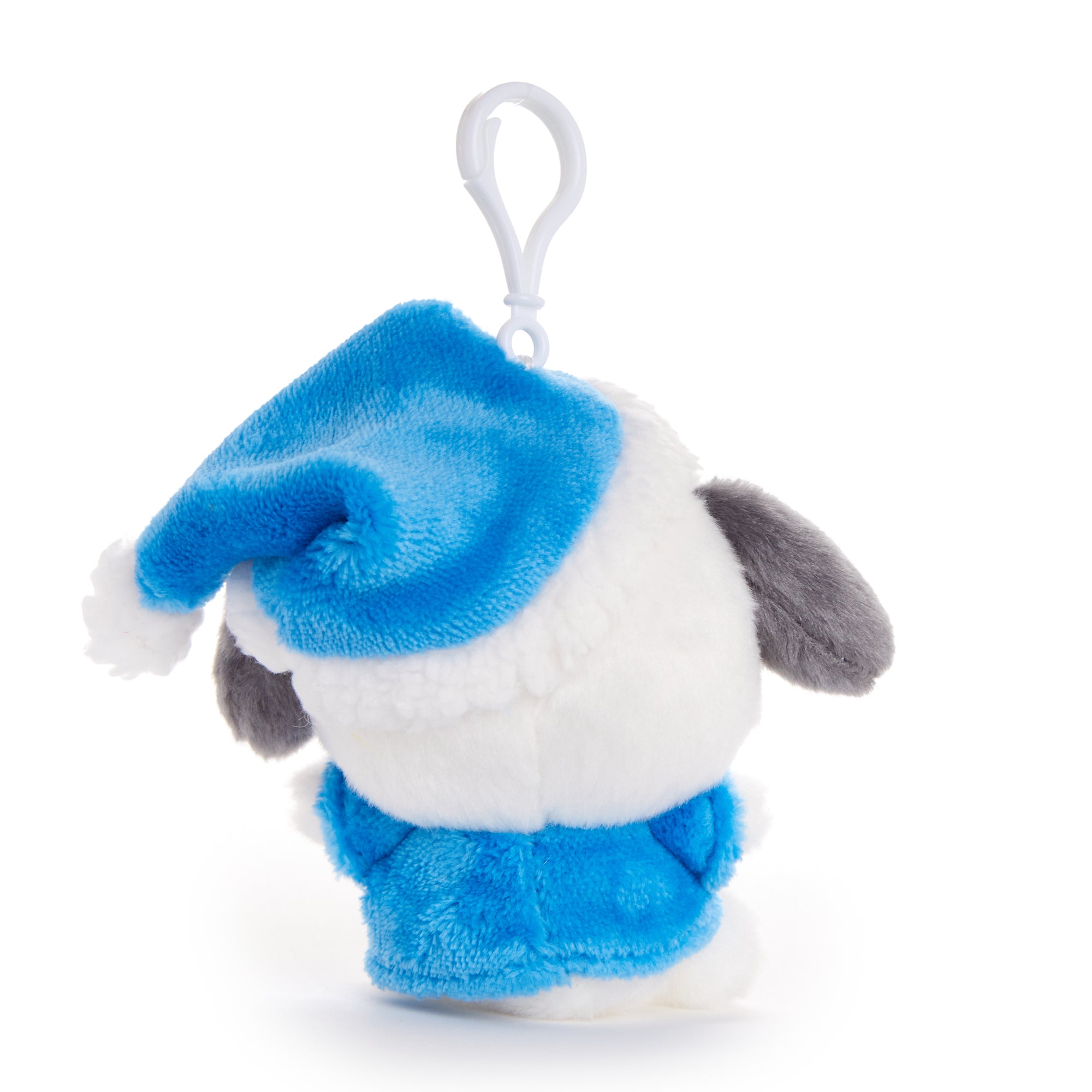 Detail shot showing embroidered face and soft fabric texture of Sanrio plush
