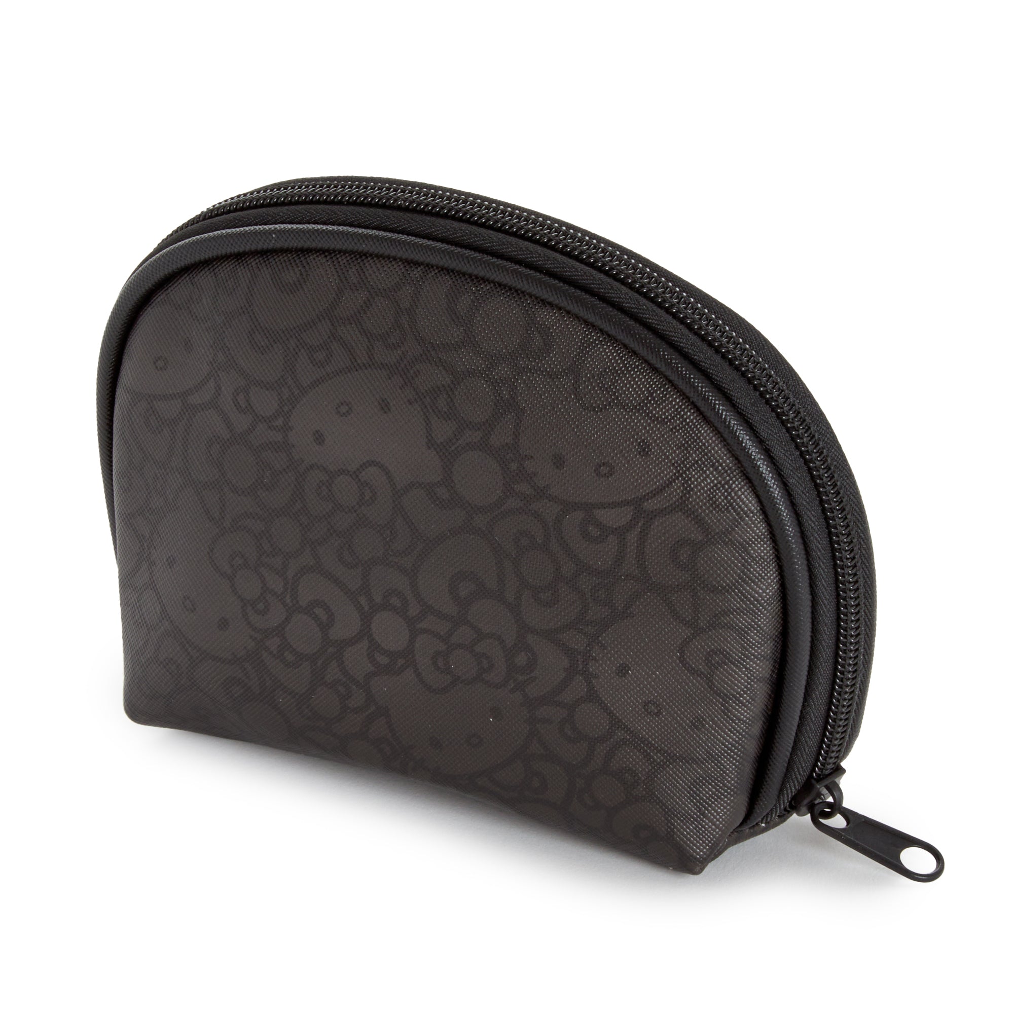 Hello Kitty black leather zipper pouch with all-over character print