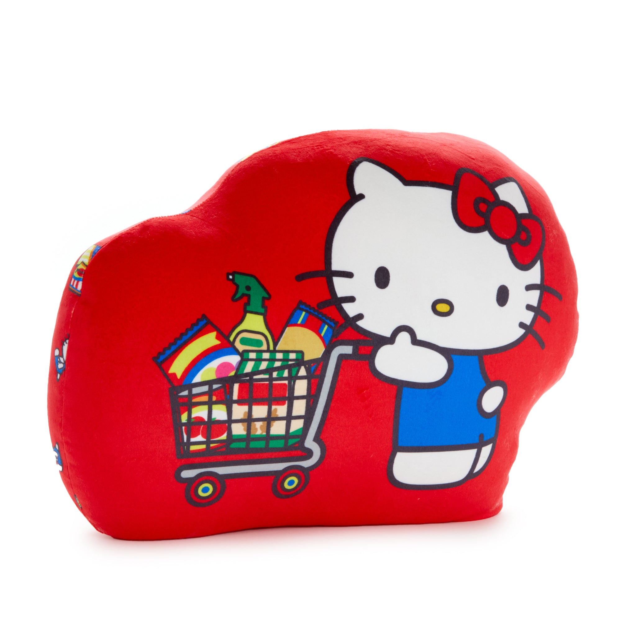 Close-up of Hello Kitty character on the throw pillow, ideal for kawaii home decor