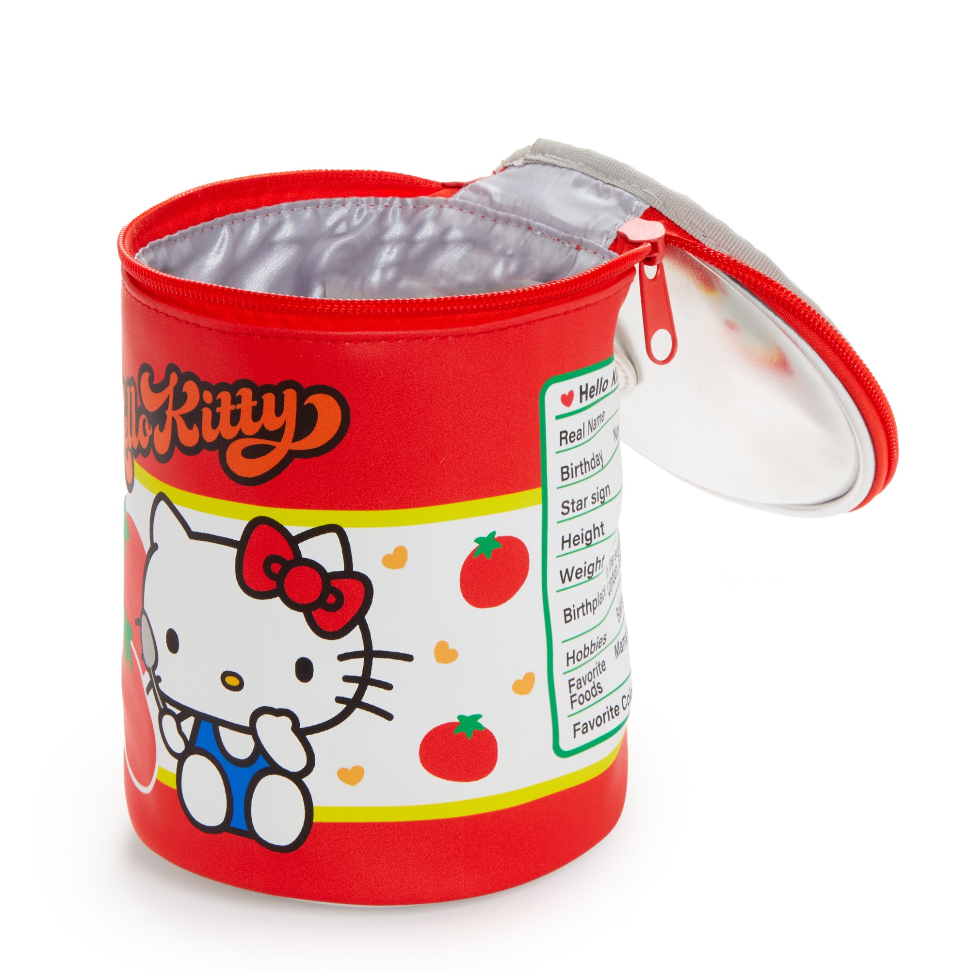 Front view of the Hello Kitty cosmetic pouch for trendy shopping.