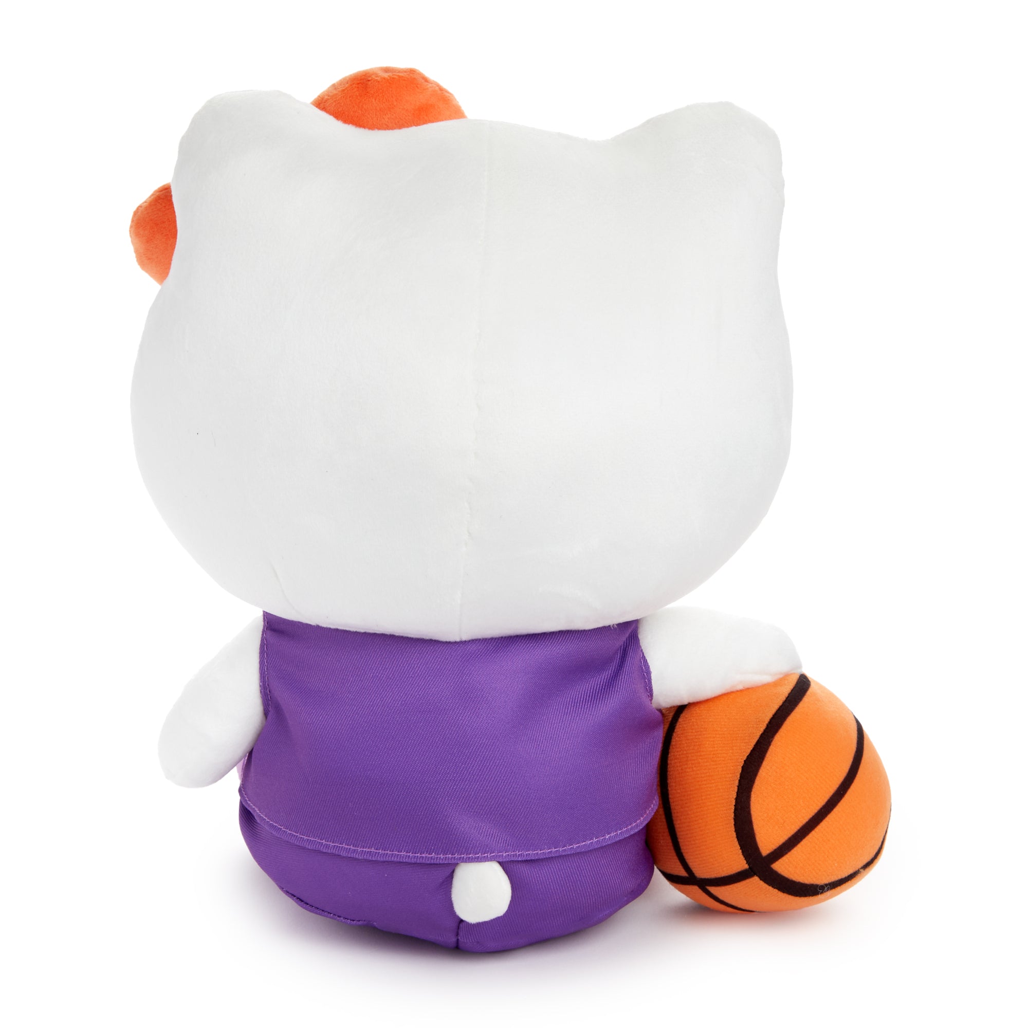 Close-up of Hello Kitty plush showcasing embroidered details
