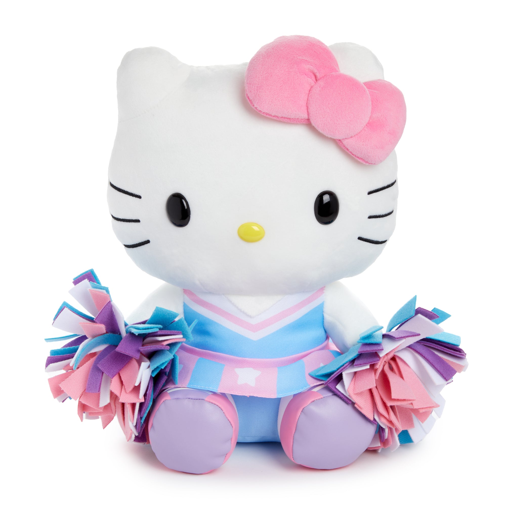 Hello Kitty cheerleader plush toy in 10-inch size with embroidered accents