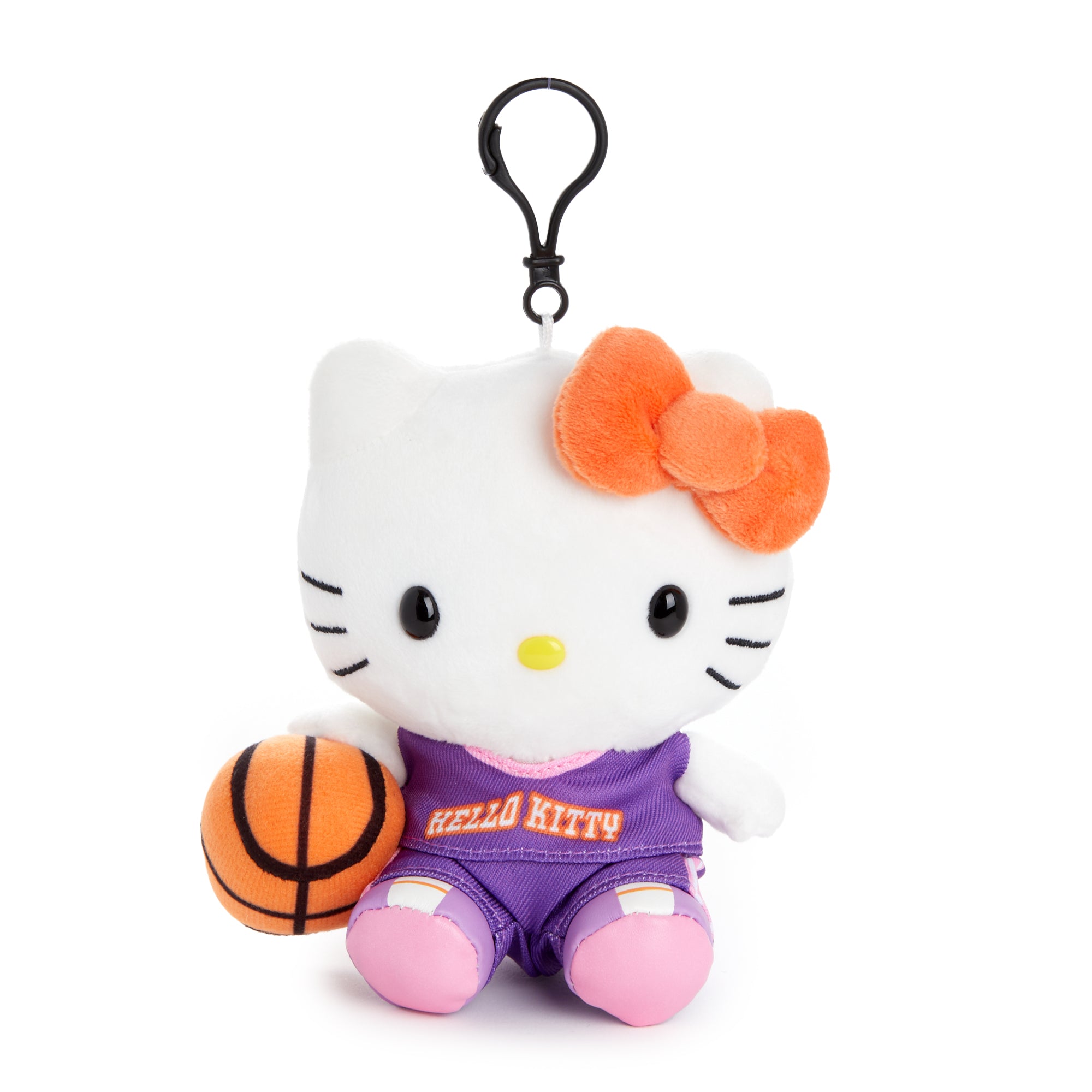 Close-up of Hello Kitty basketball clip highlighting embroidered details.