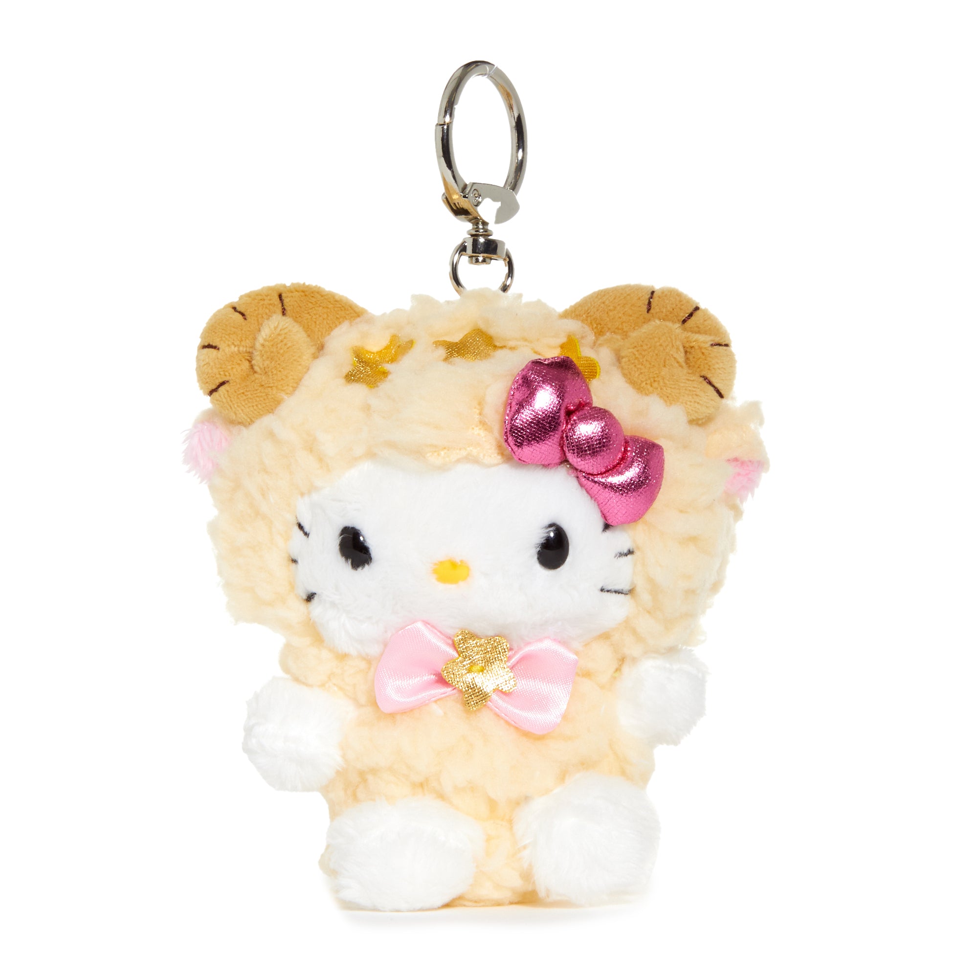Close-up of Hello Kitty mascot clip highlighting plush texture and detailing