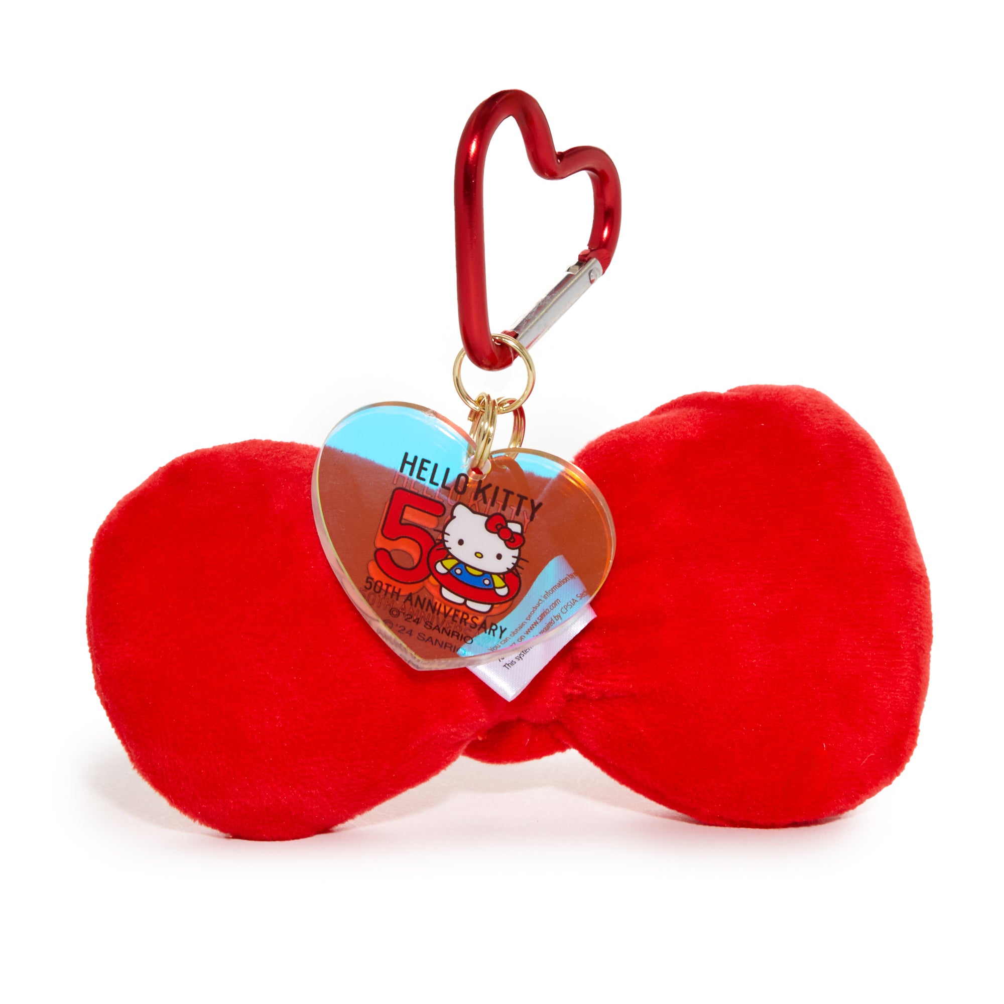 Hello Kitty 50th Anniversary plush mascot with bow, front view