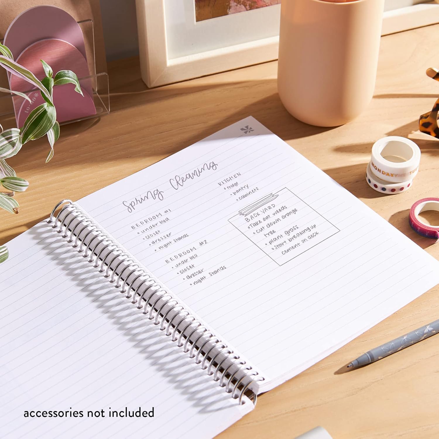 Close-up view of the Hello Kitty A5 coiled notebook showcasing its lined pages.
