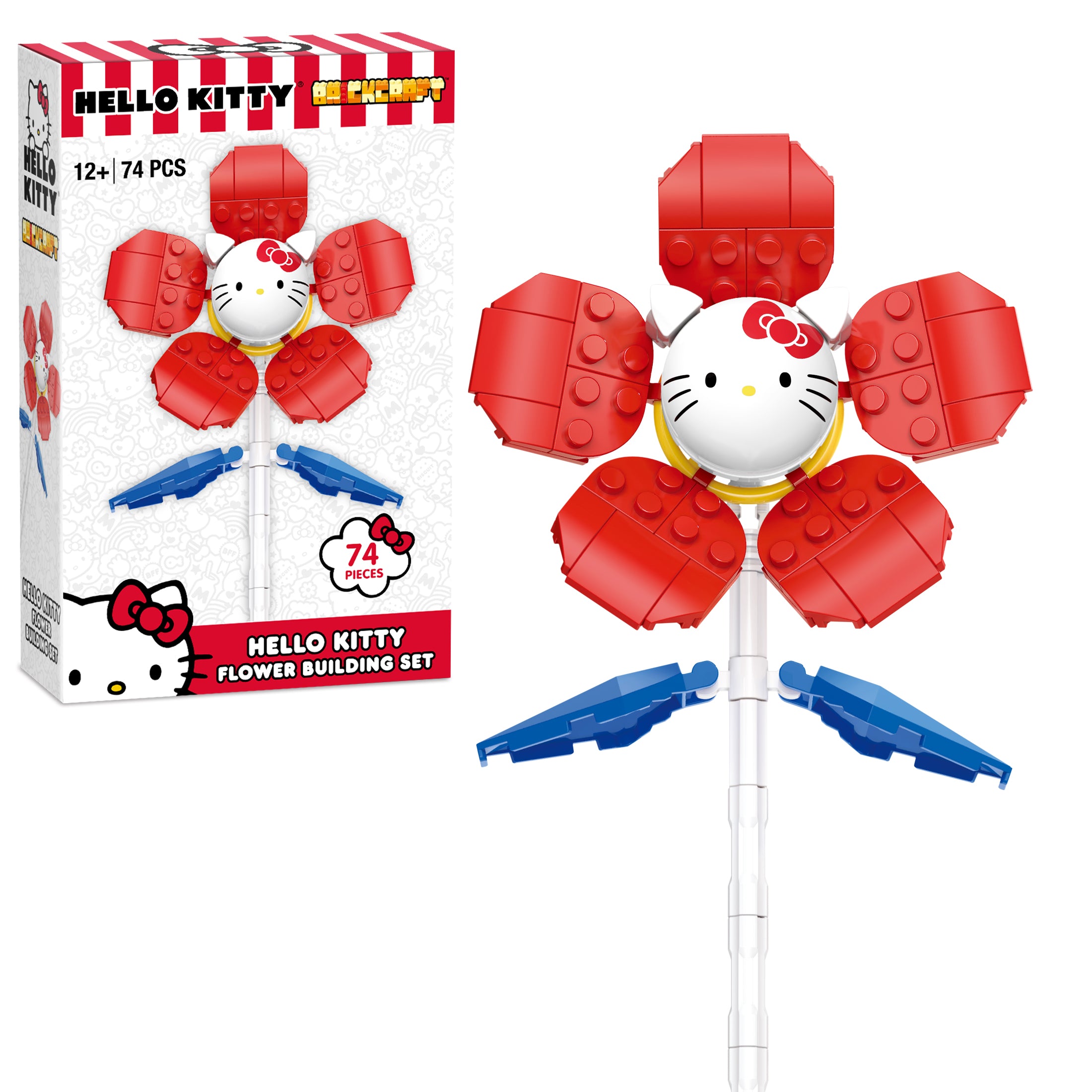 Decorative Hello Kitty flower brick-building set ideal for kawaii gifts or collectibles