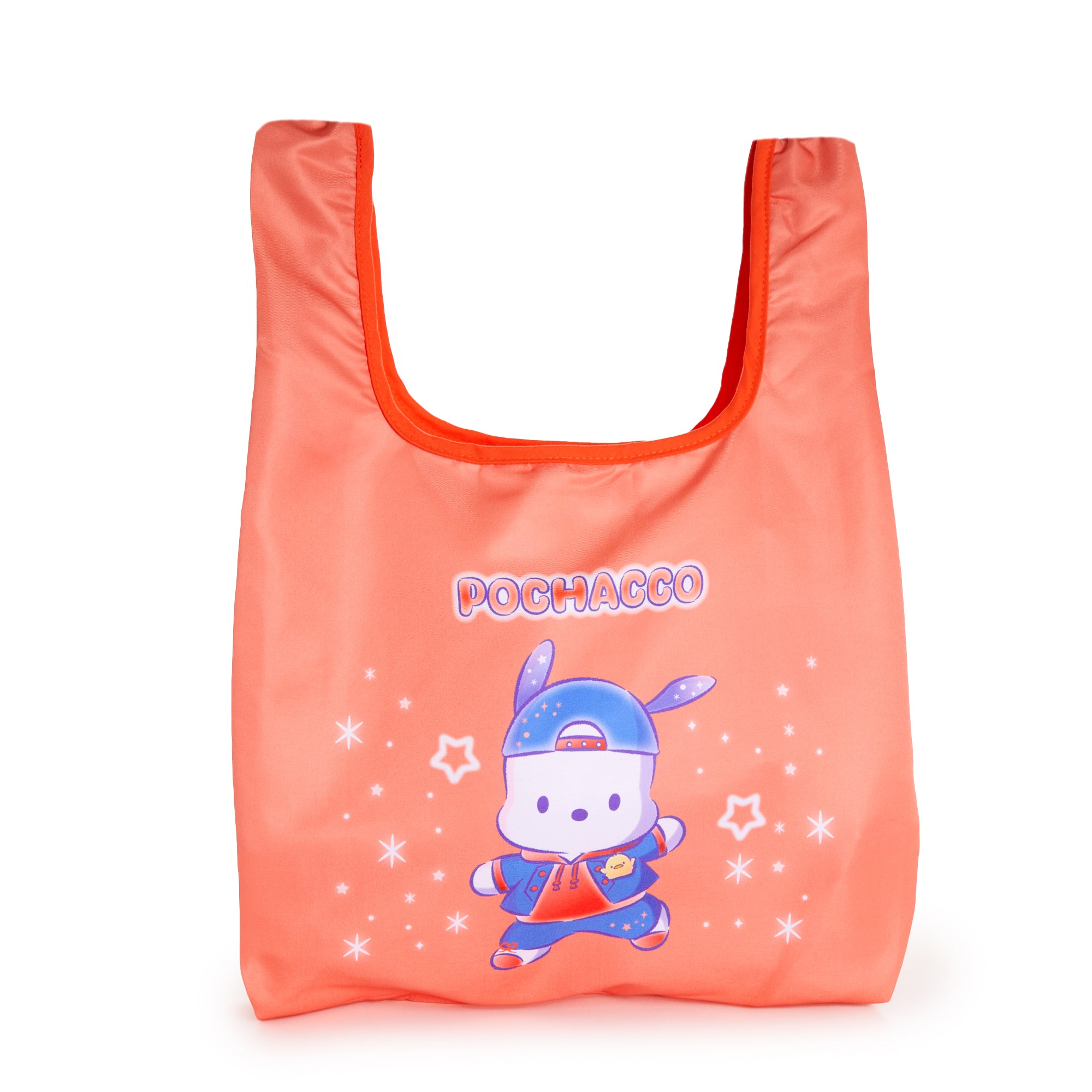 Front view of Pochacco cute tote bag with Sanrio characters on canvas material
