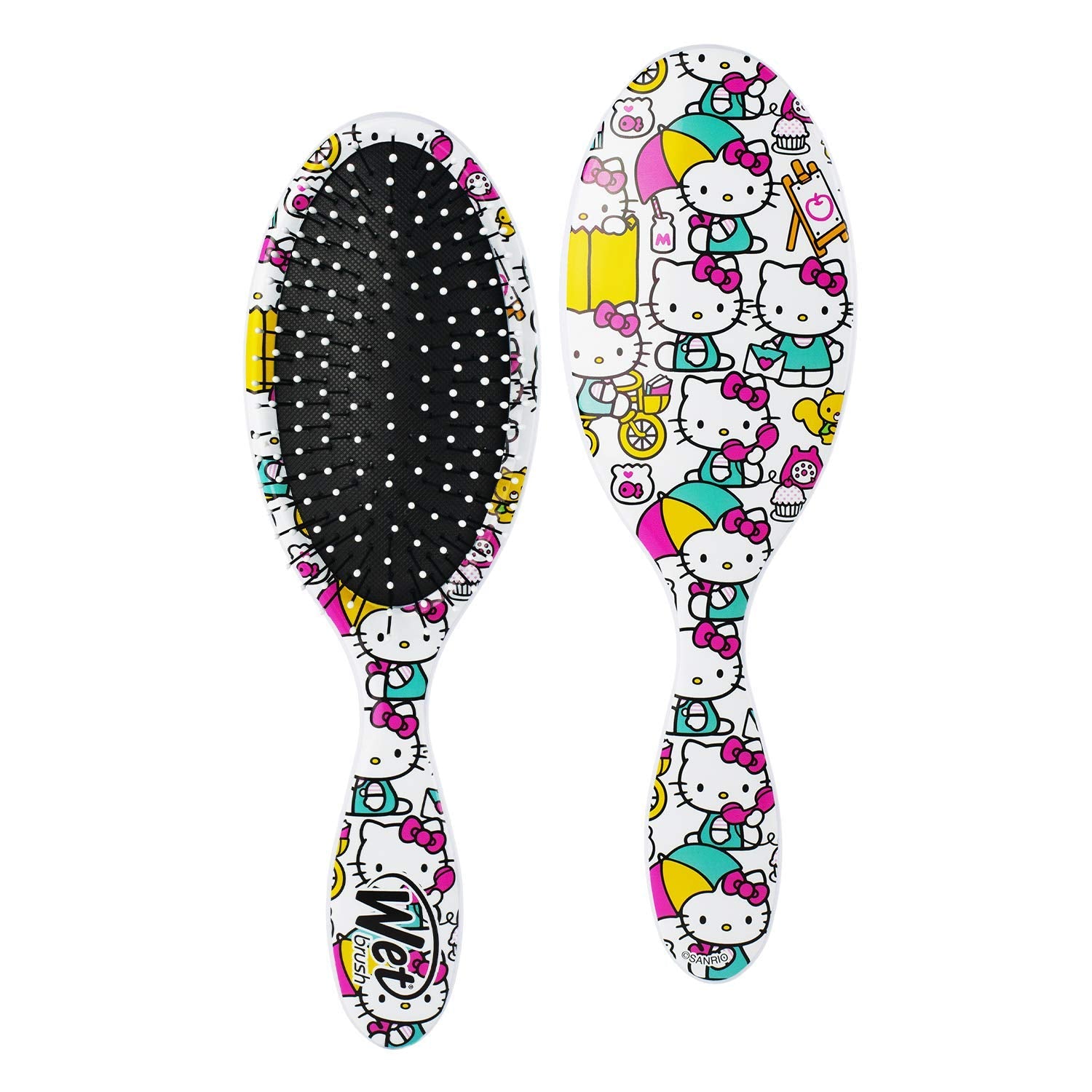 Close-up of IntelliFlex bristles on Hello Kitty hairbrush for effortless detangling