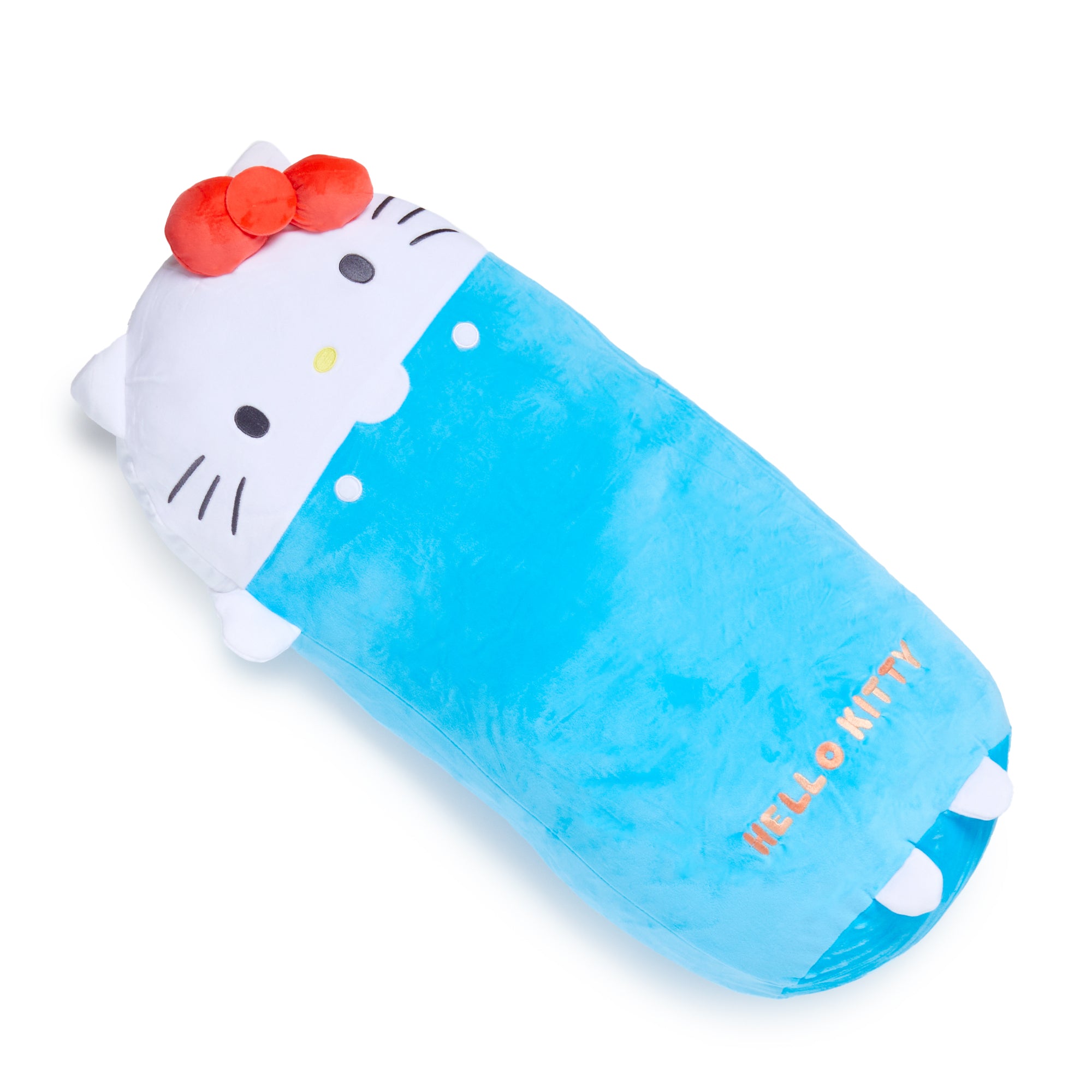 Hello Kitty plush bolster pillow with embroidered details for cozy snuggling