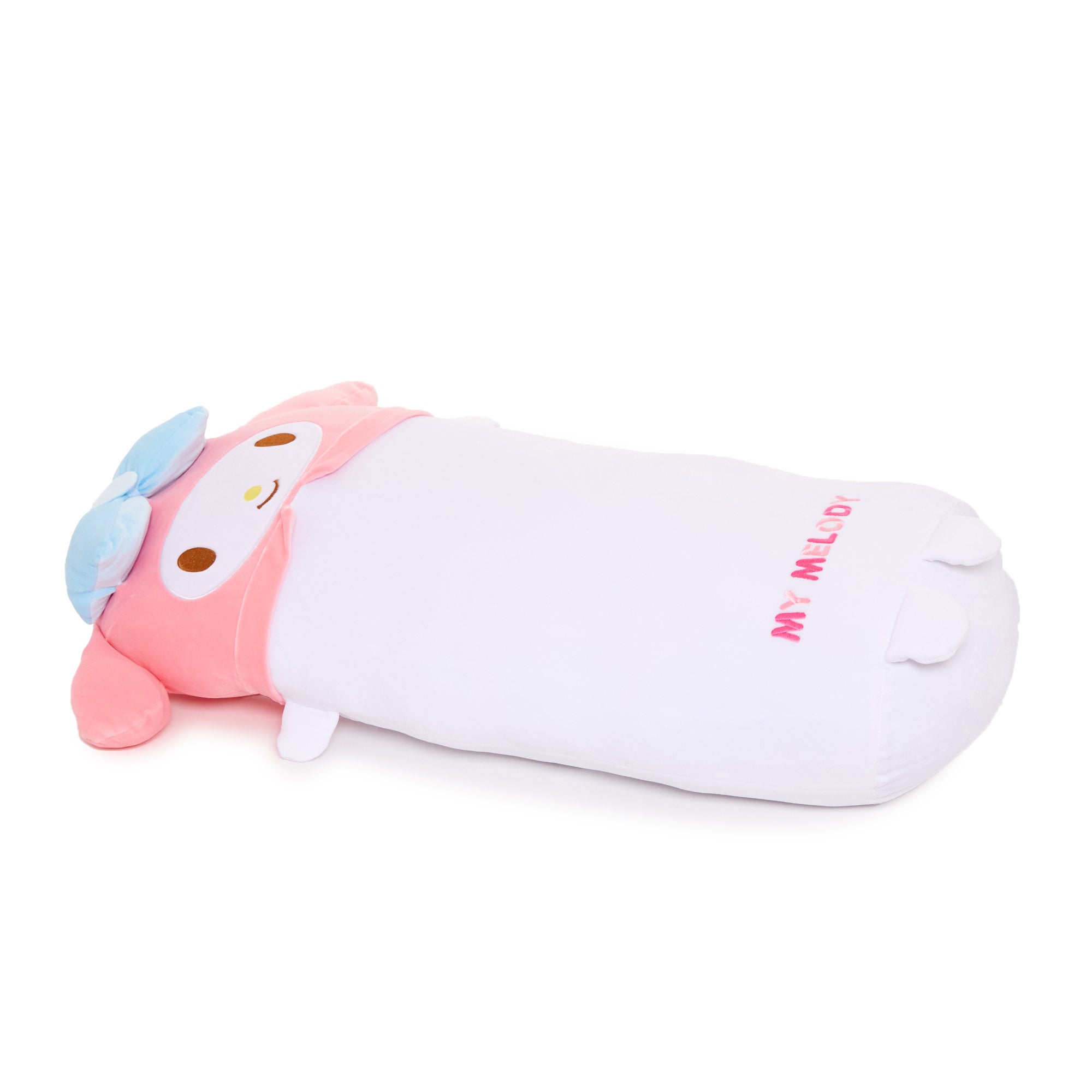 Close-up of My Melody character pillow with embroidery.