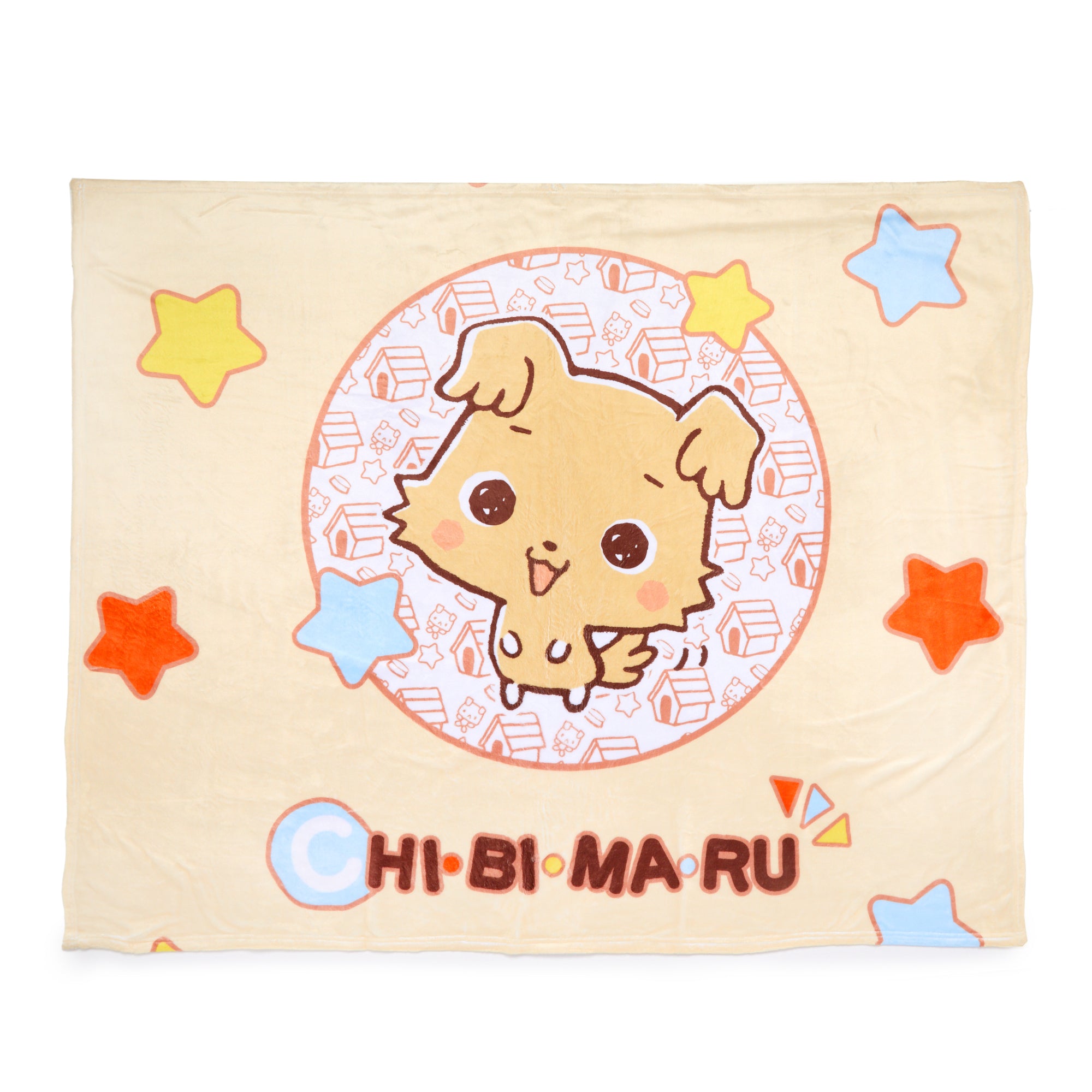 Close-up of Shiba Inu puppy print on throw blanket