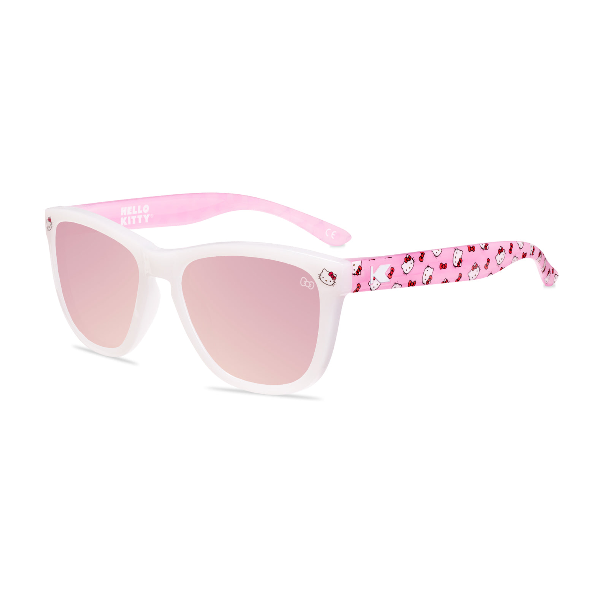 Side view of Knockaround Kids Premiums showing Hello Kitty print on arms.