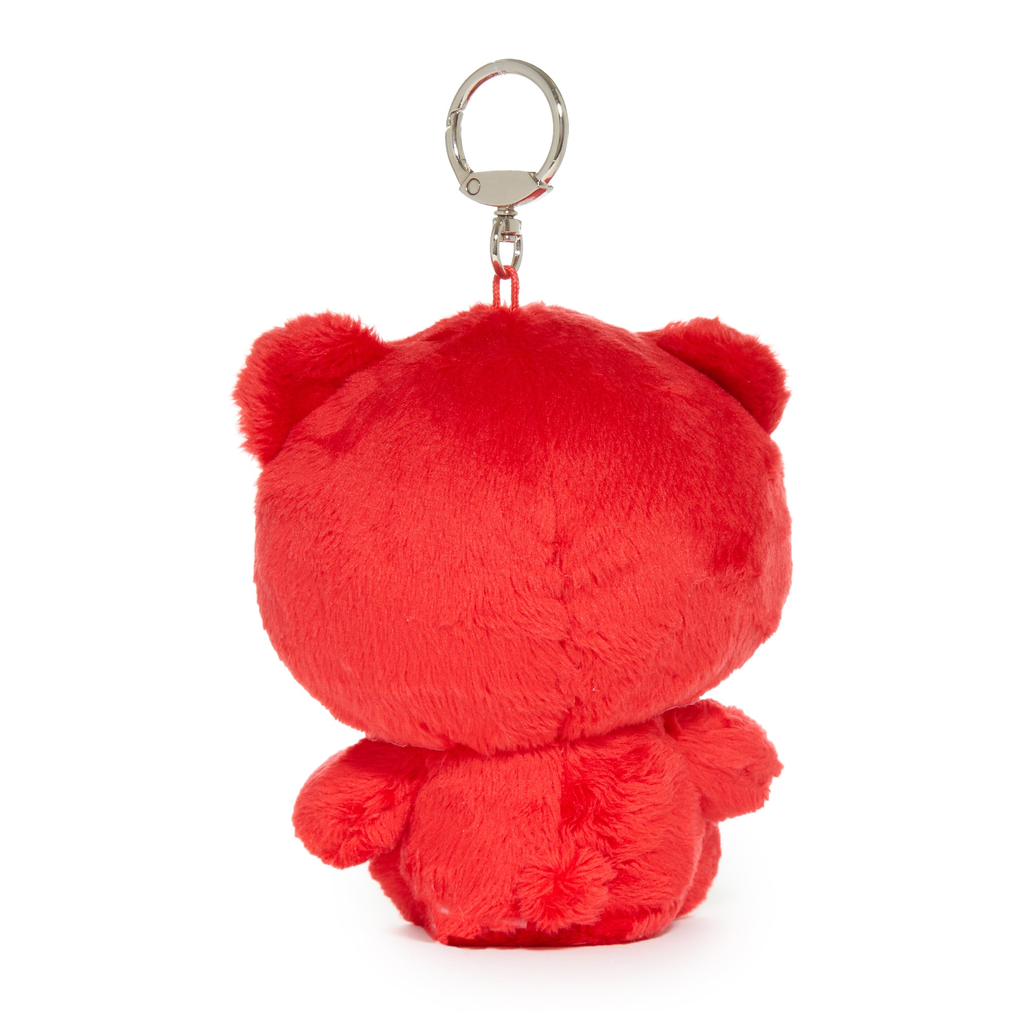 Hello Kitty keychain attached to a bag, showing its carabiner closure