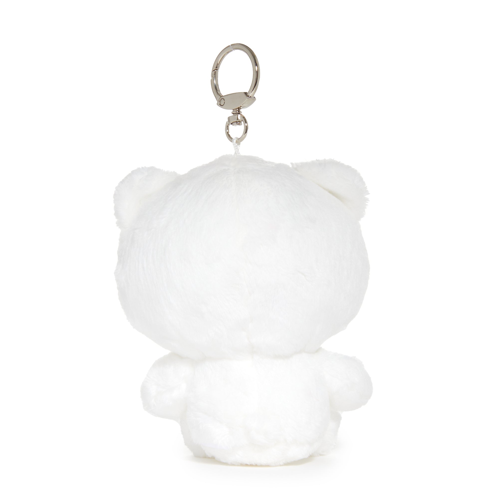 Close-up of Hello Kitty plush keychain with crystal accents