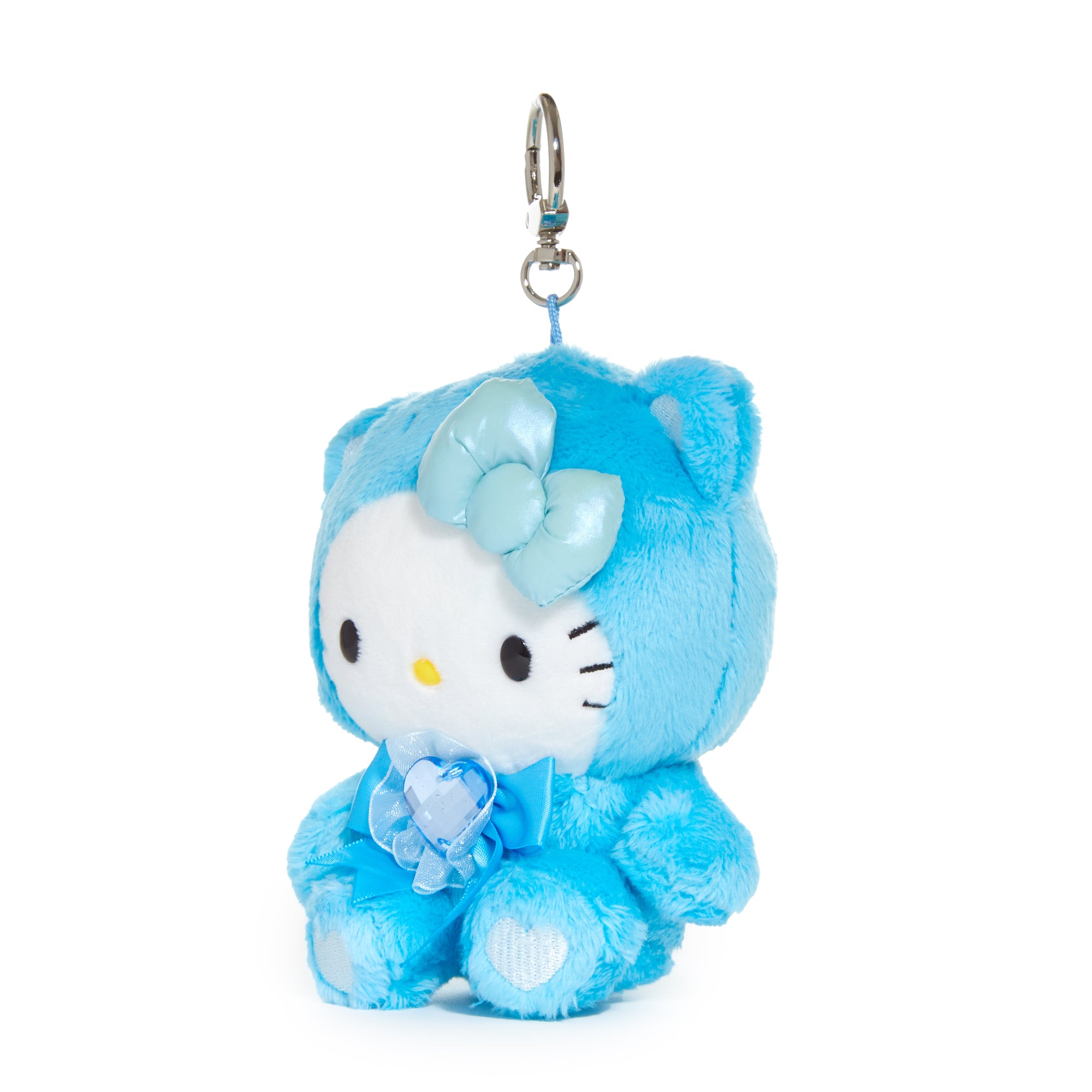 Hello Kitty birthstone keychain attached to a backpack strap