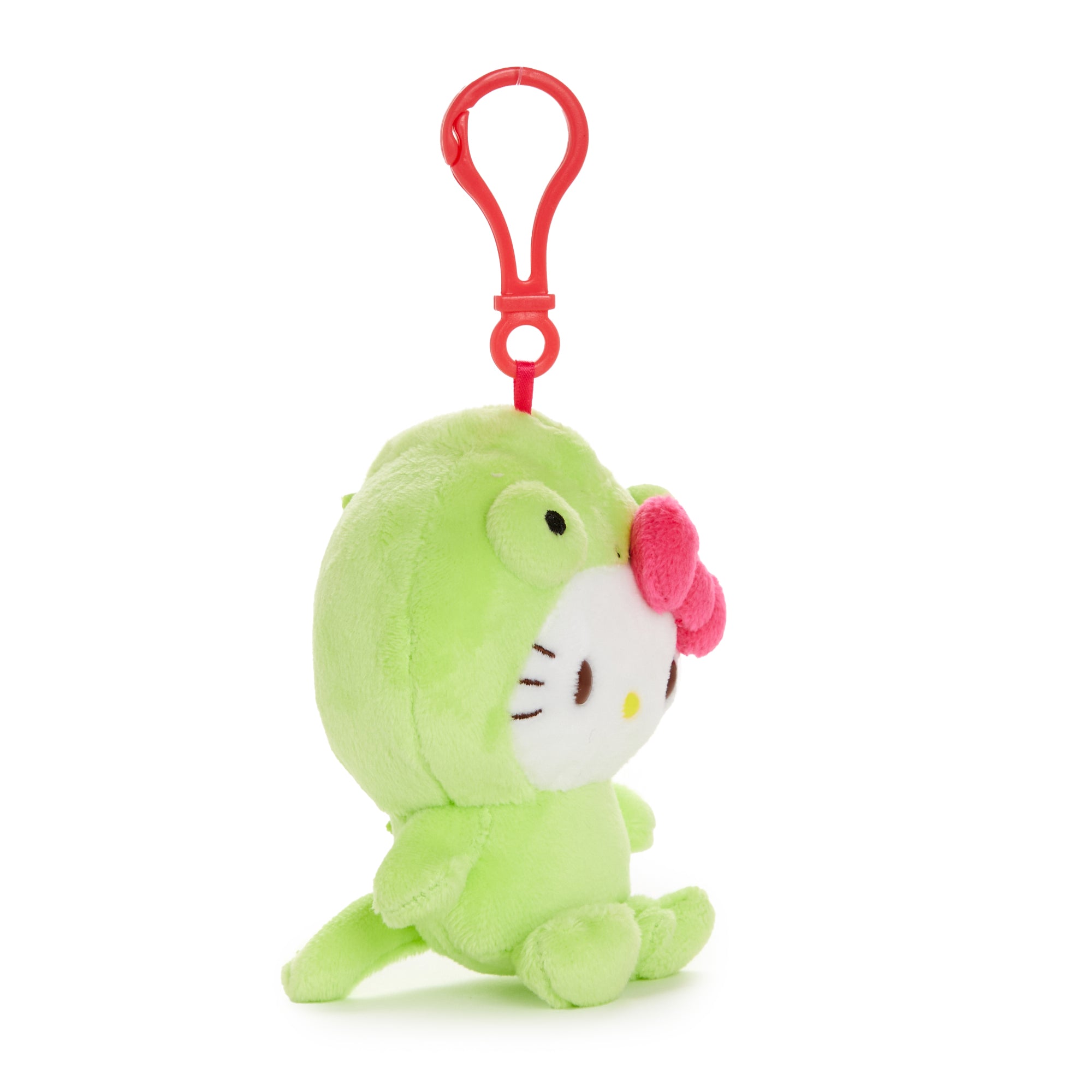 Clip on Hello Kitty plush backpack featuring tropical design.