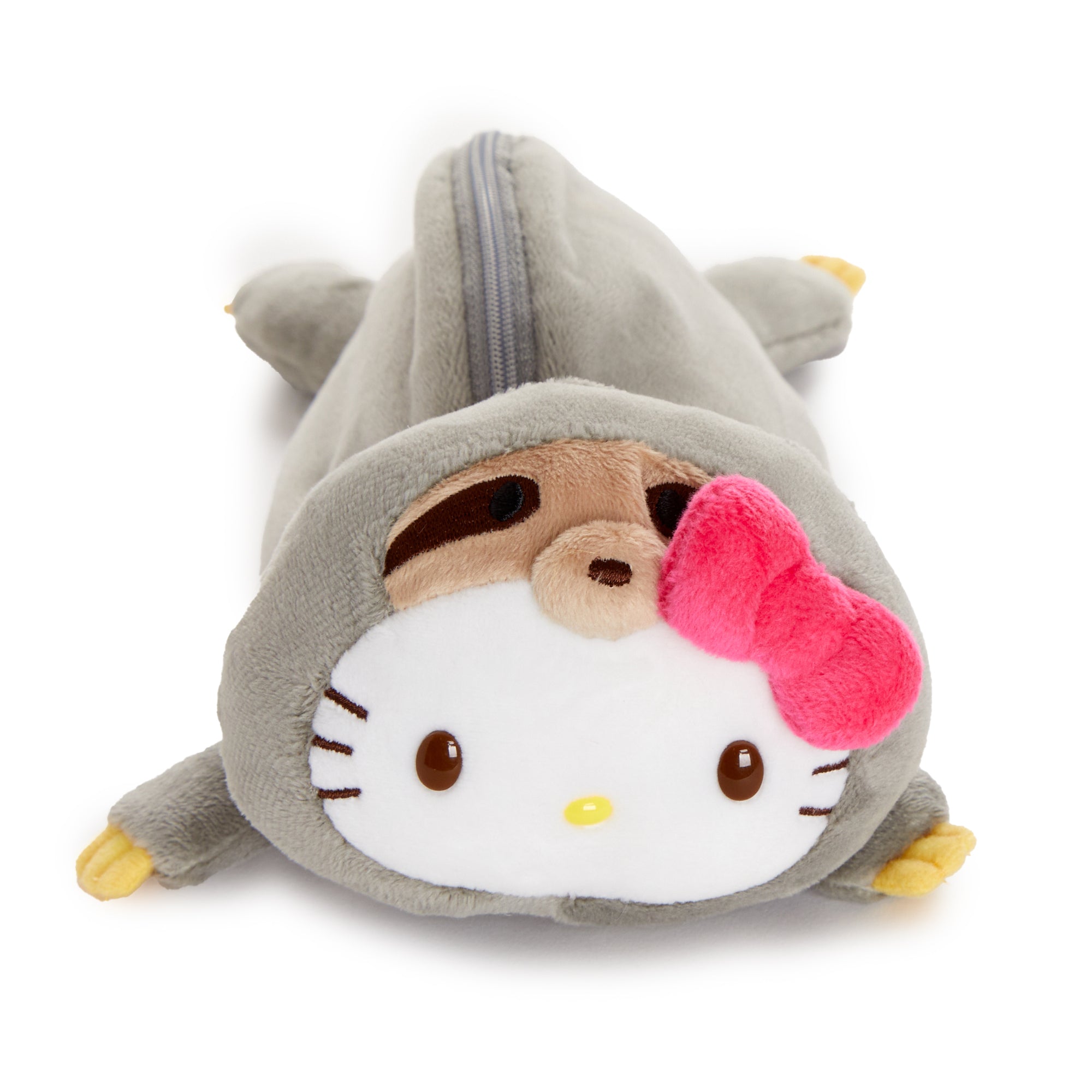 Hello Kitty sloth pouch open, showing zipper and interior space.