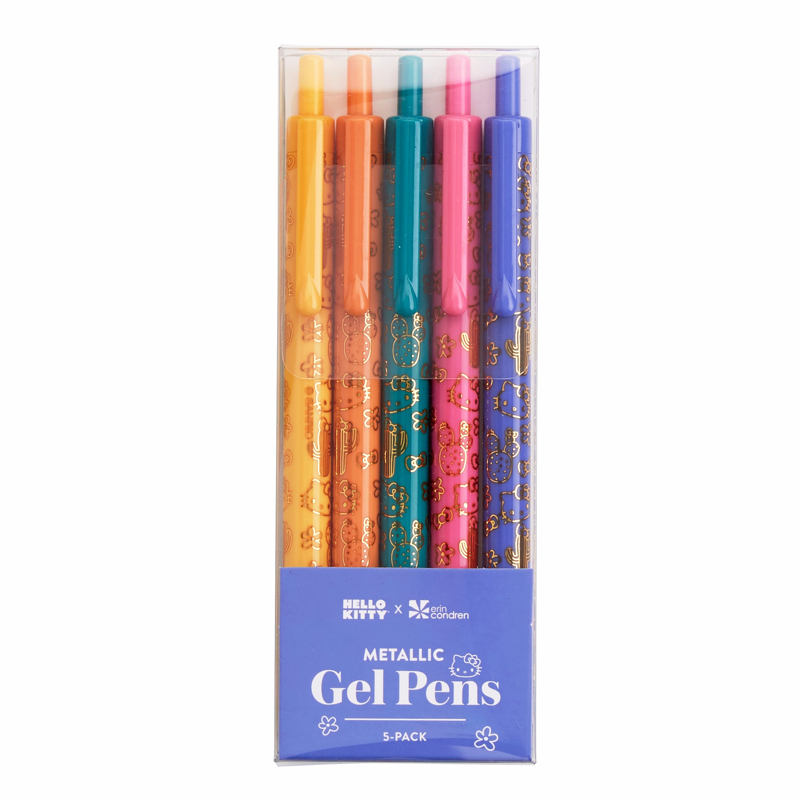 Hello Kitty gel pen set with 5 vibrant metallic colors