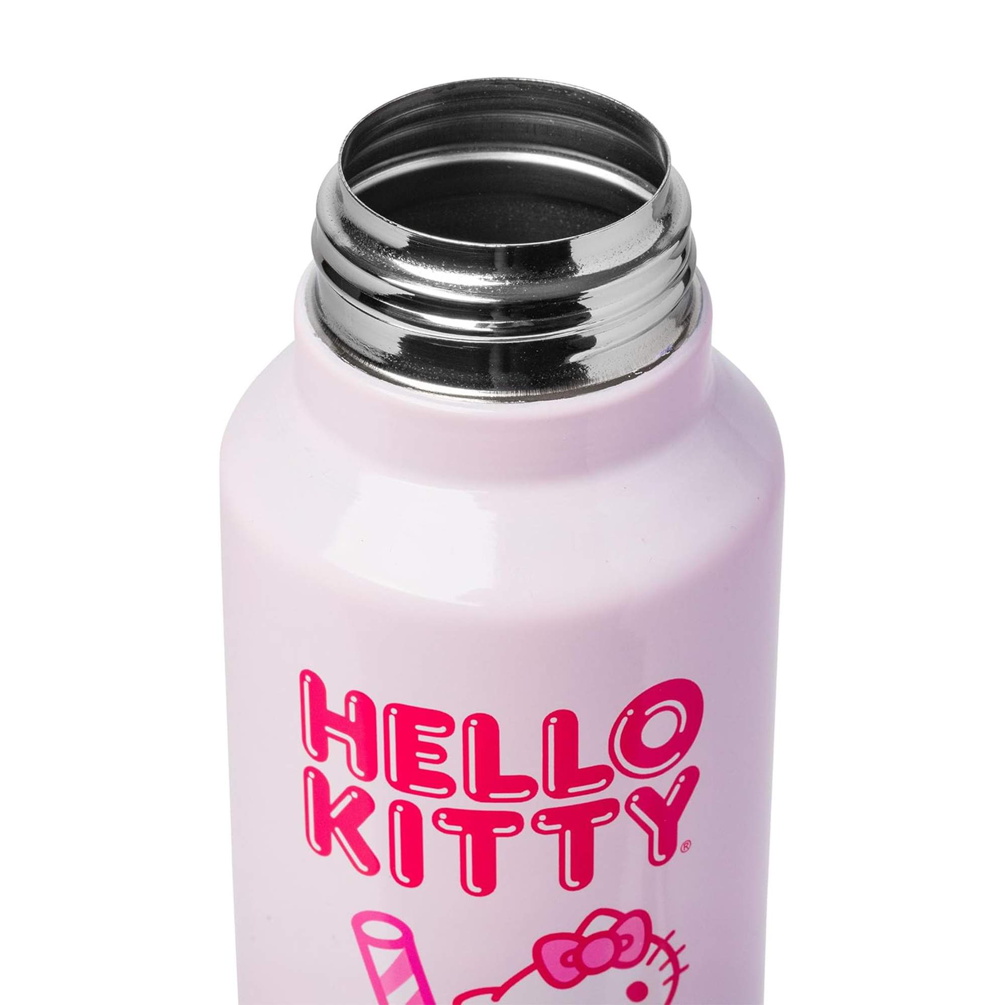 Side view showing the strawberry milk design and handle
