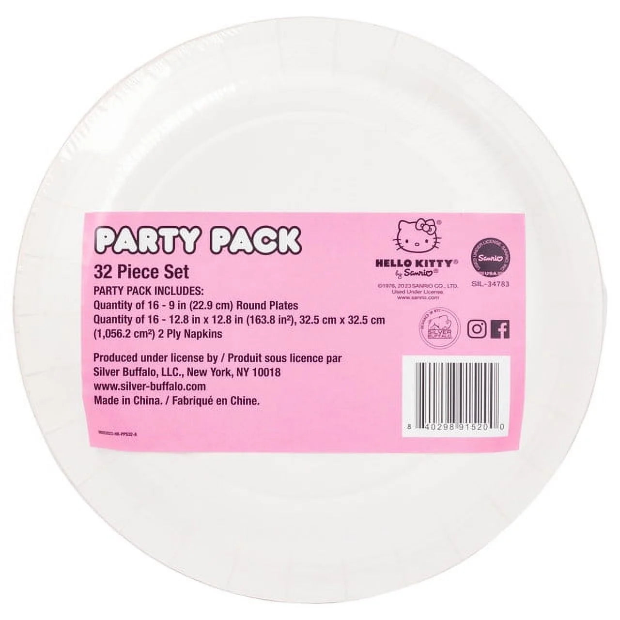 Hello Kitty party supplies displayed on a festive table