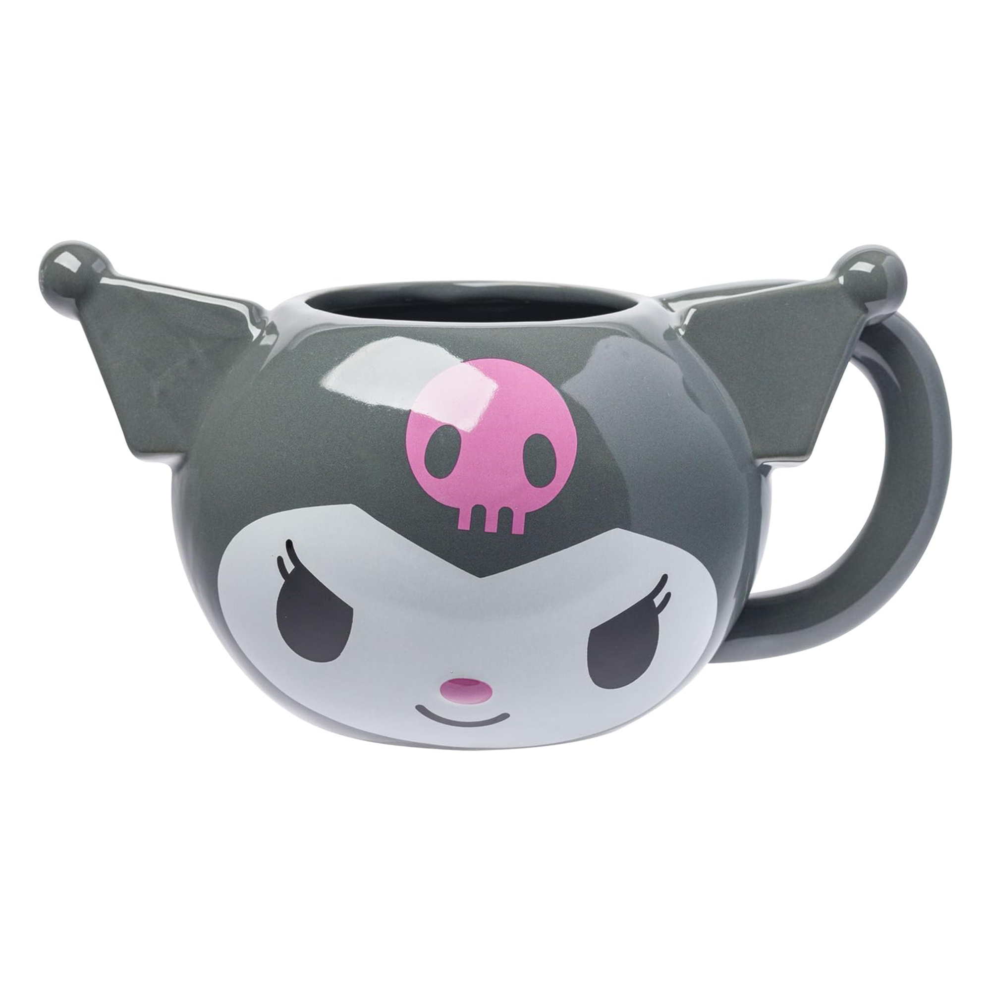 Front view of the Kuromi sculpted mug showcasing its cute design.