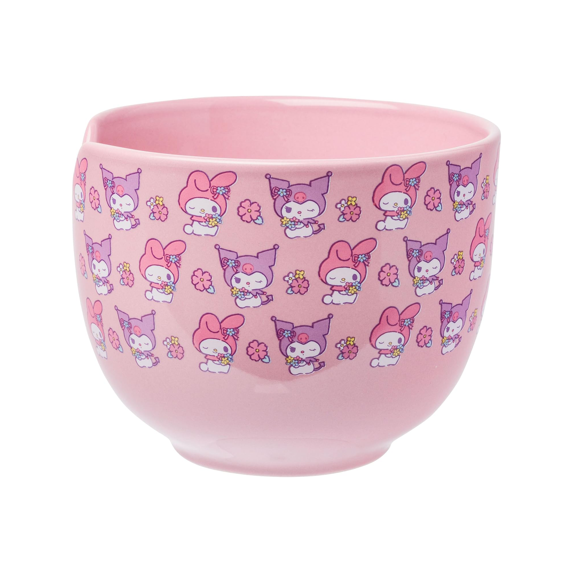 Close-up of My Melody and Kuromi design on the ceramic ramen bowl