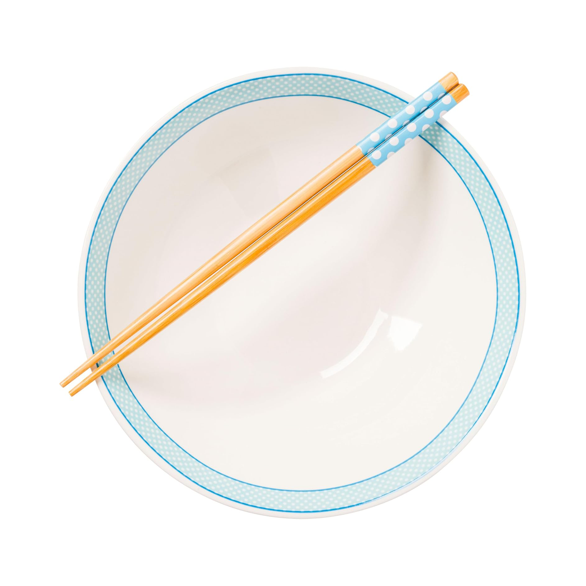 Front view of Hello Kitty ceramic noodle bowl with colorful character design