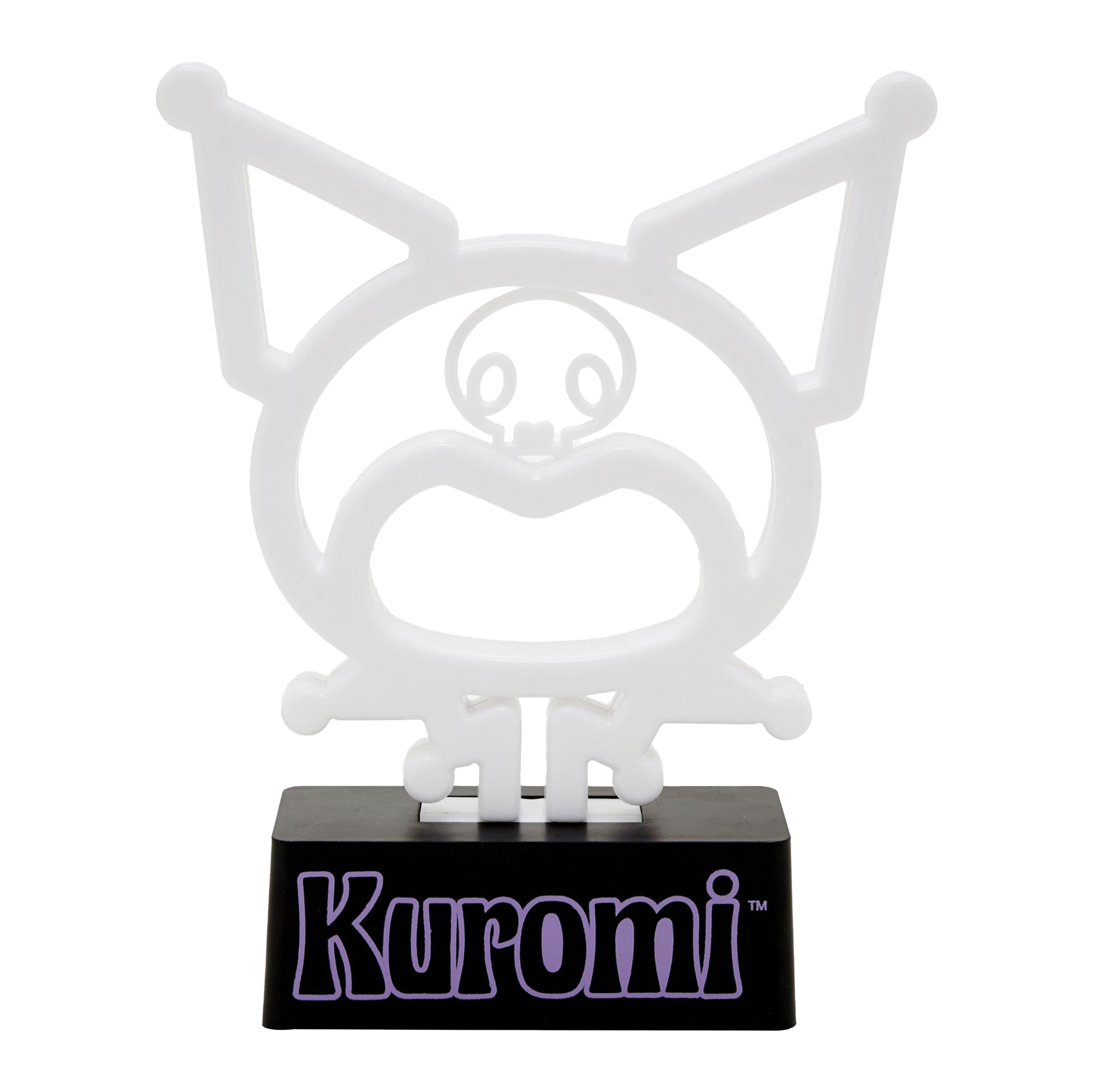 Close-up of the Kuromi neon silhouette light, ideal for a stylish desk.