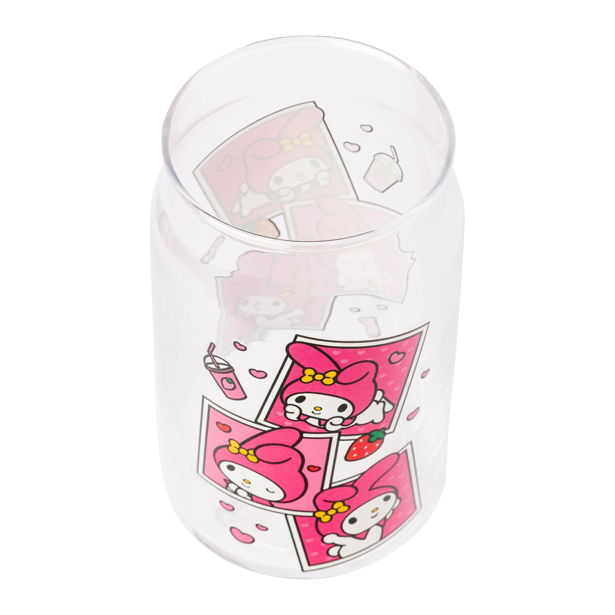 My Melody tumbler filled with iced coffee and snacks.