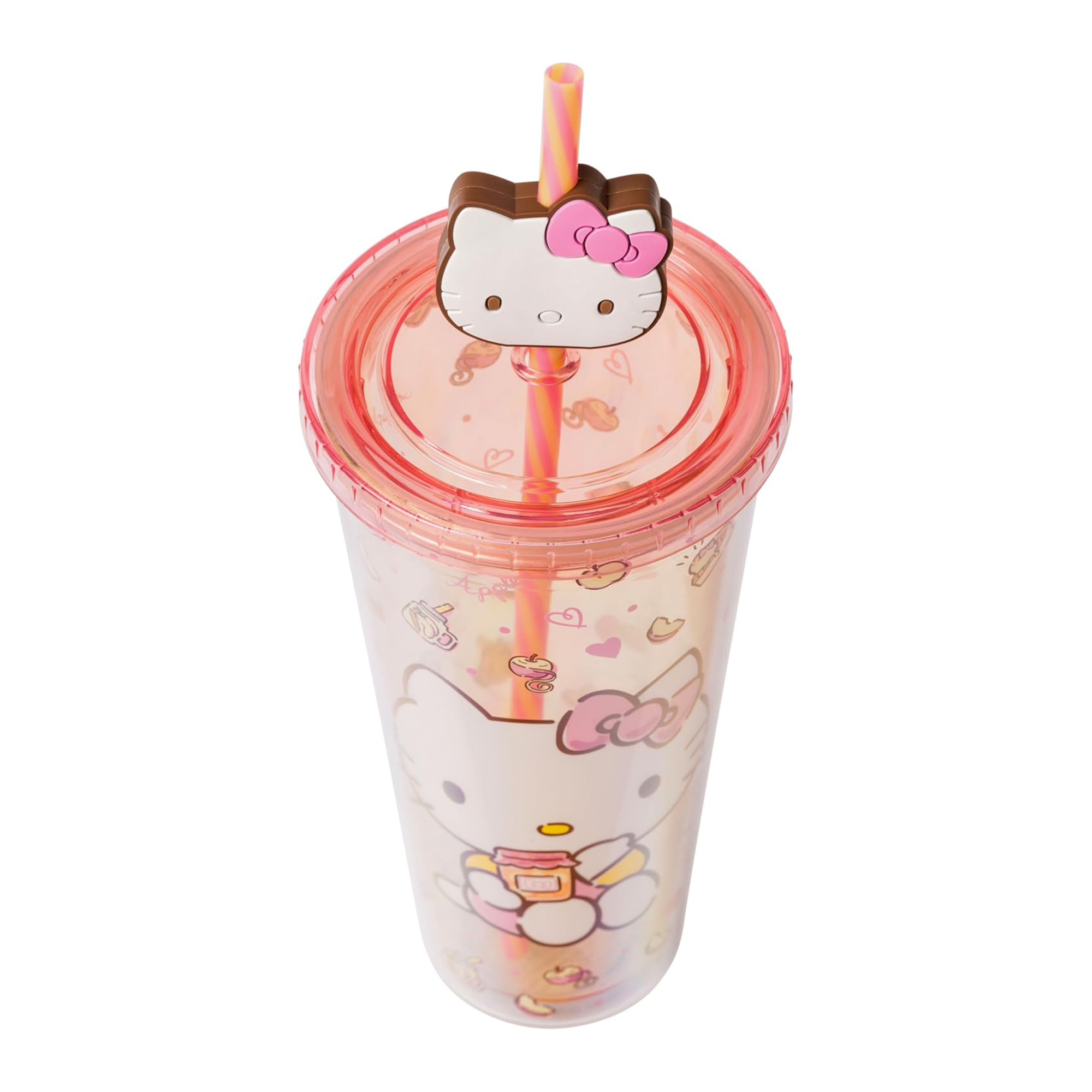 Hello Kitty tumbler with straw and apples & cinnamon design, ideal for travel and daily use