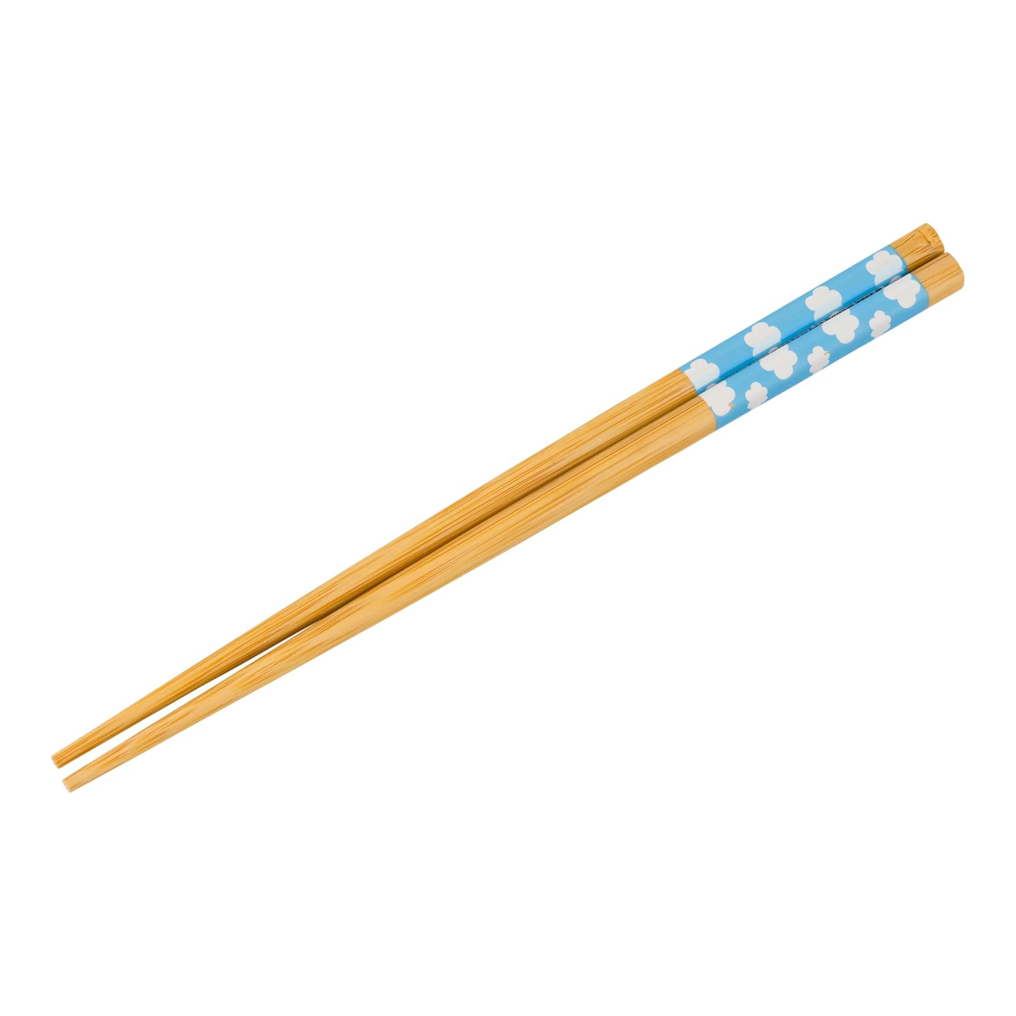 Close-up of Hello Kitty ramen bowl with chopsticks on a dining table.