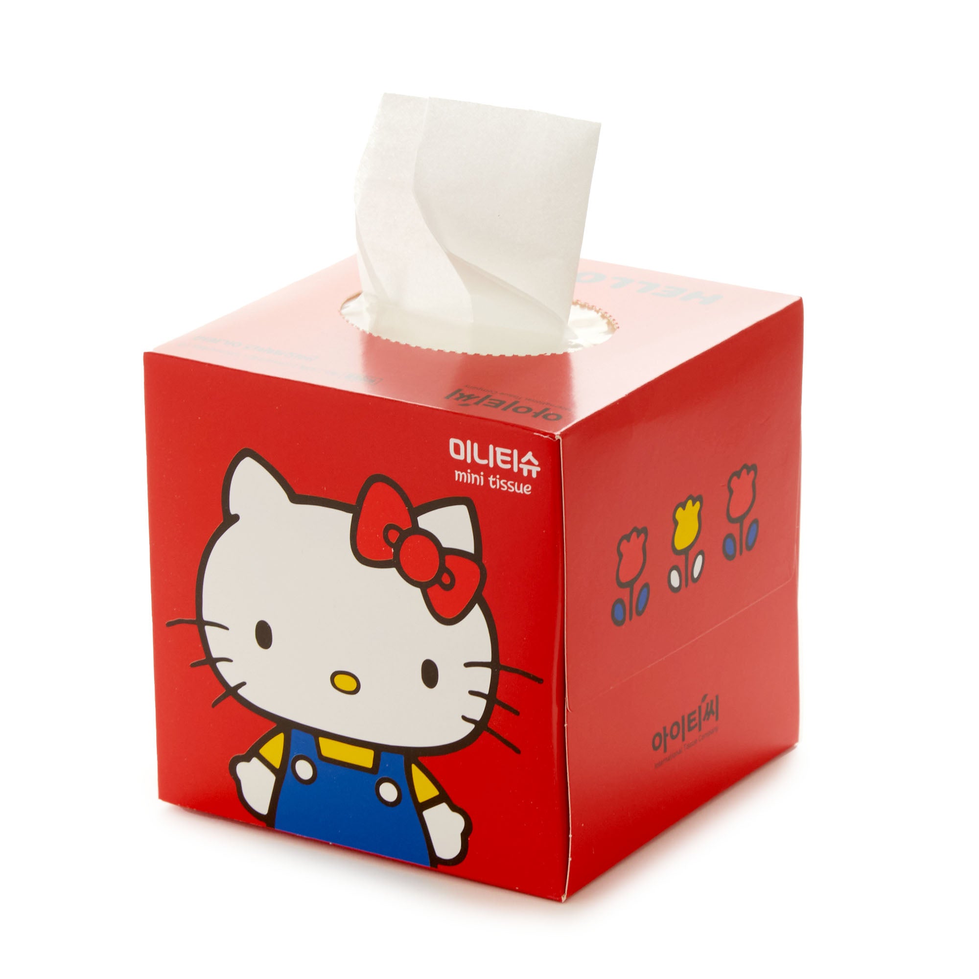 Close-up of Hello Kitty bathroom tissue with adorable character designs