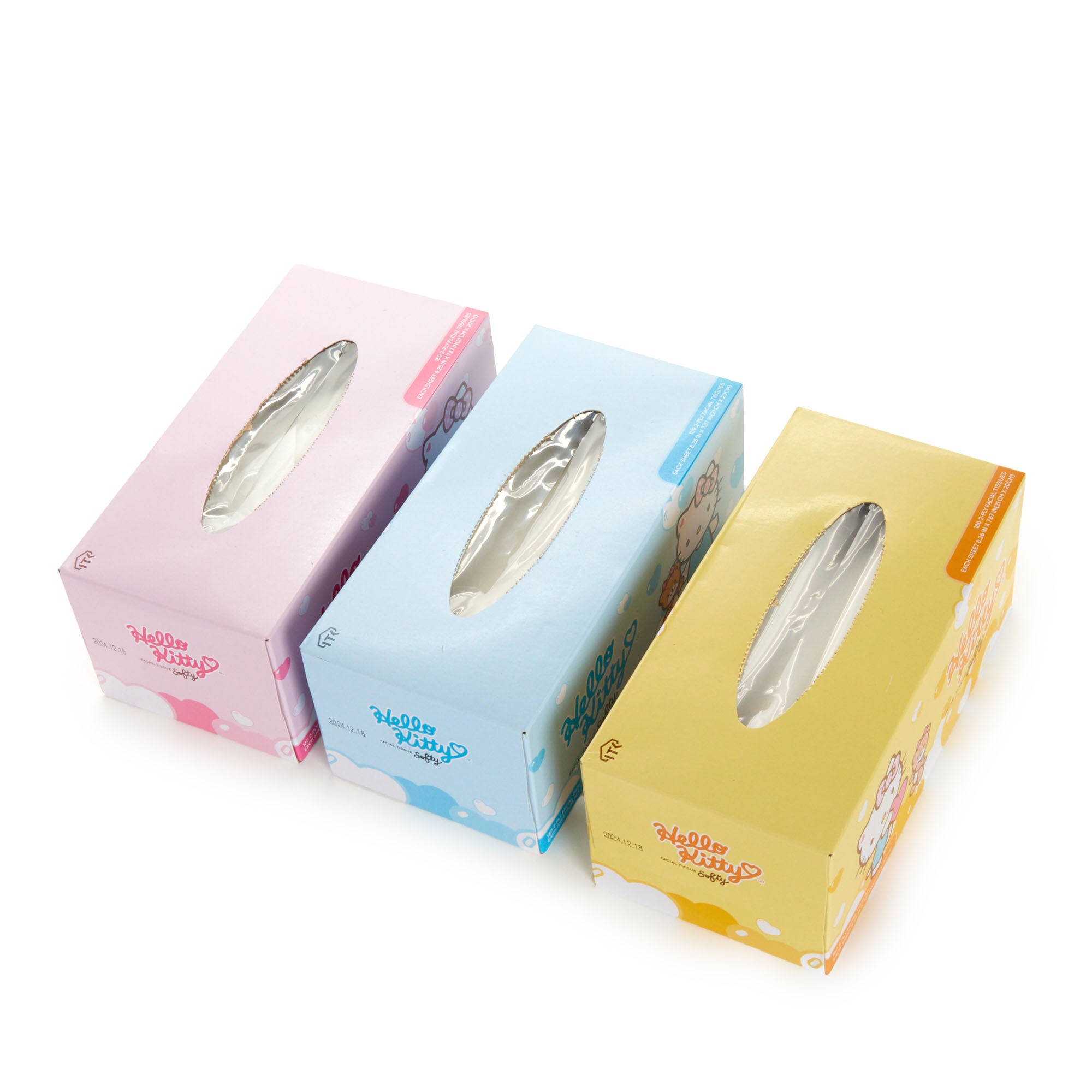 Three cute tissue boxes arranged together for display