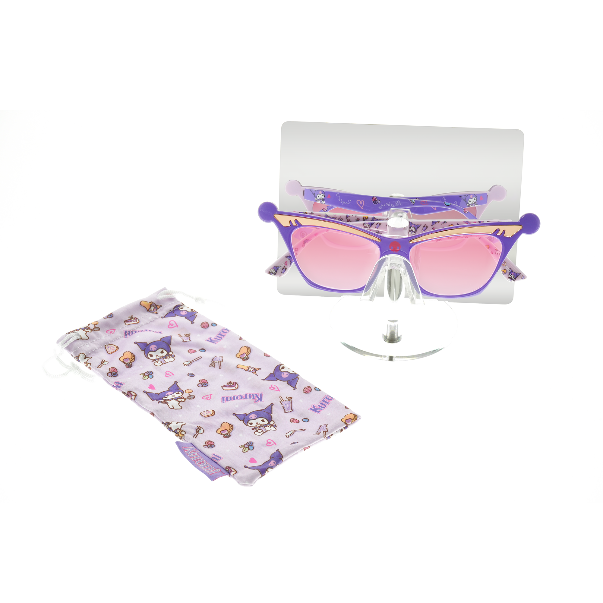 Kuromi Smoothie Sunglasses worn outdoors with sunlight reflecting on UV400 lenses