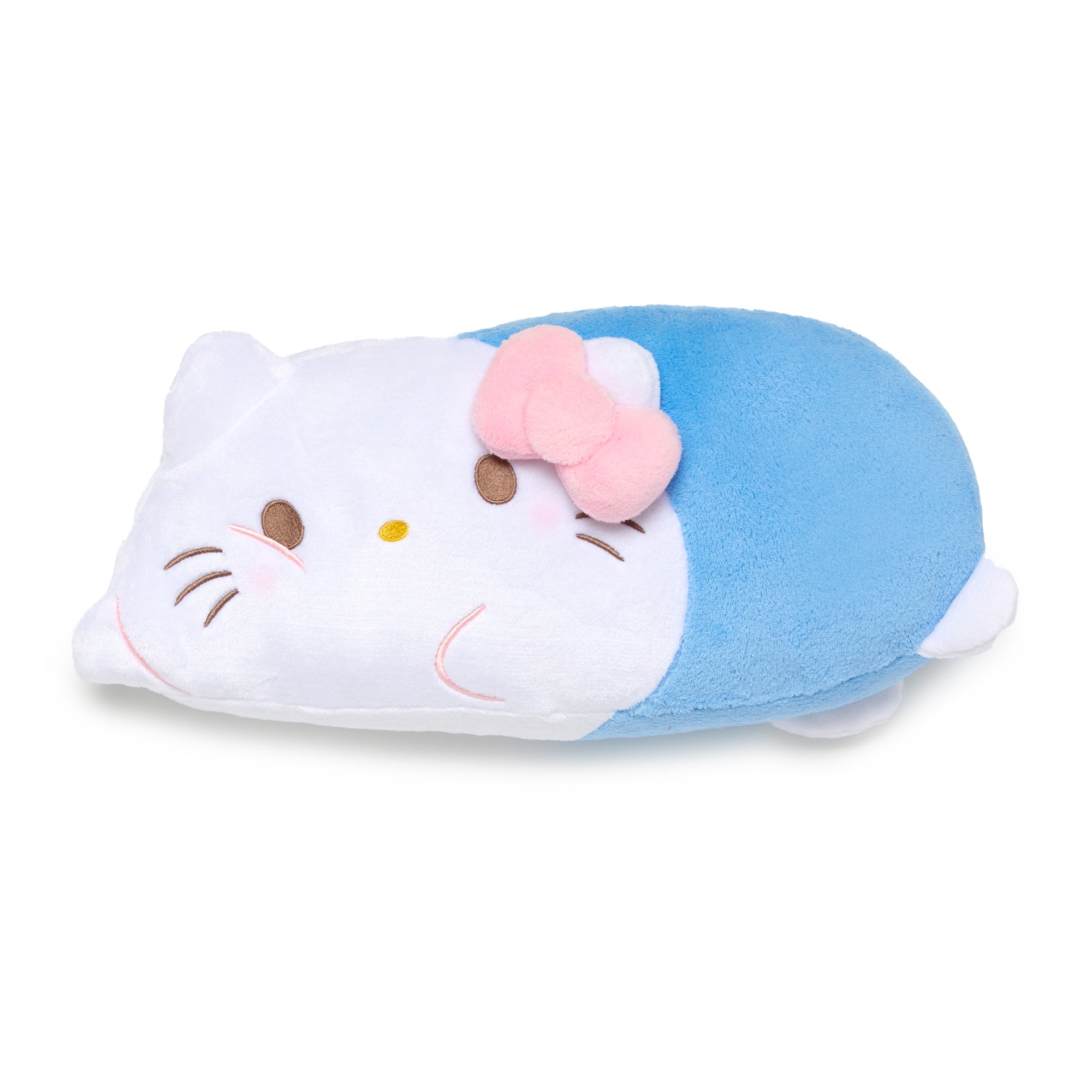 Small dog curled up on pillow pets cat in sunny living room