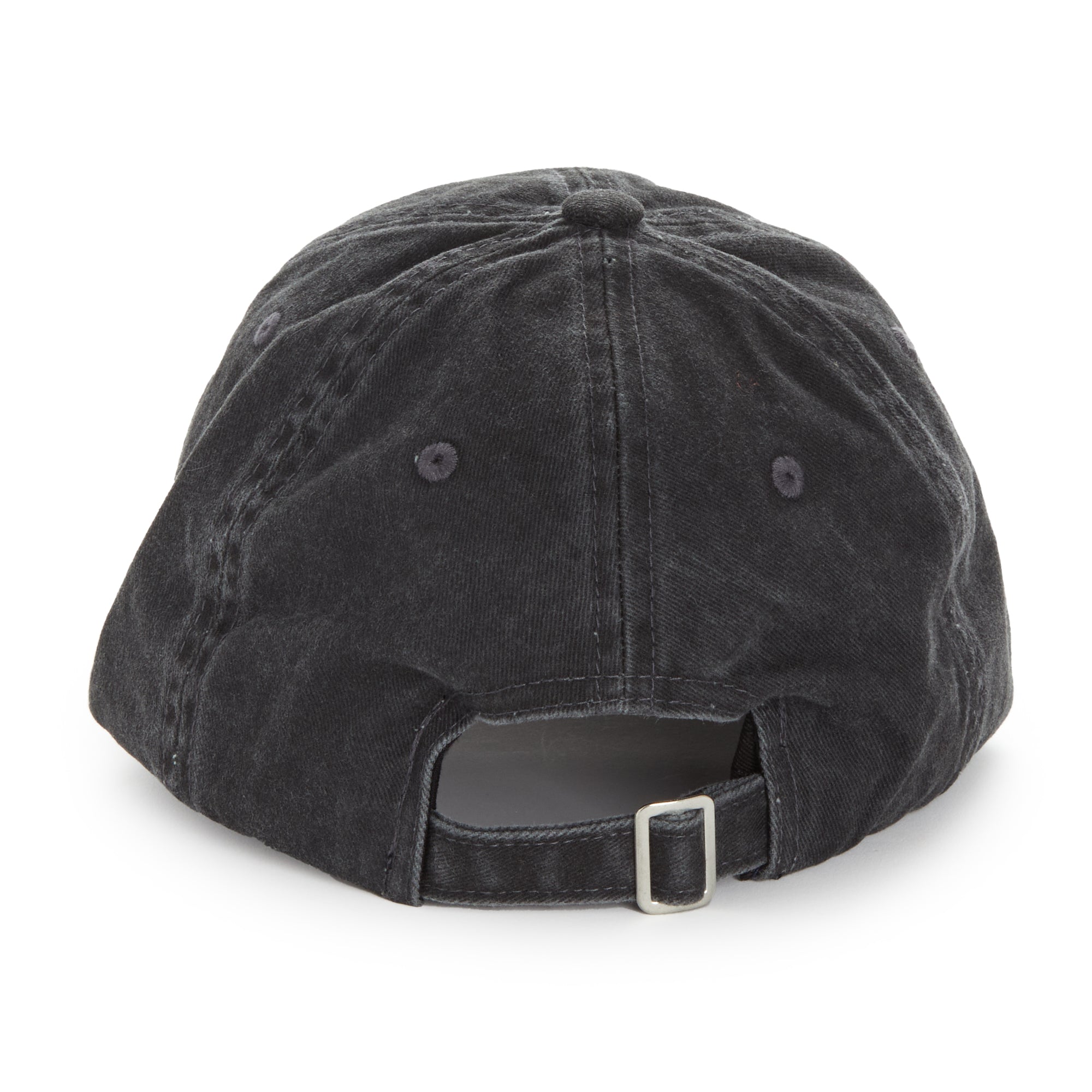Top angle showing the worn-in cotton twill texture on this baseball hat retro style