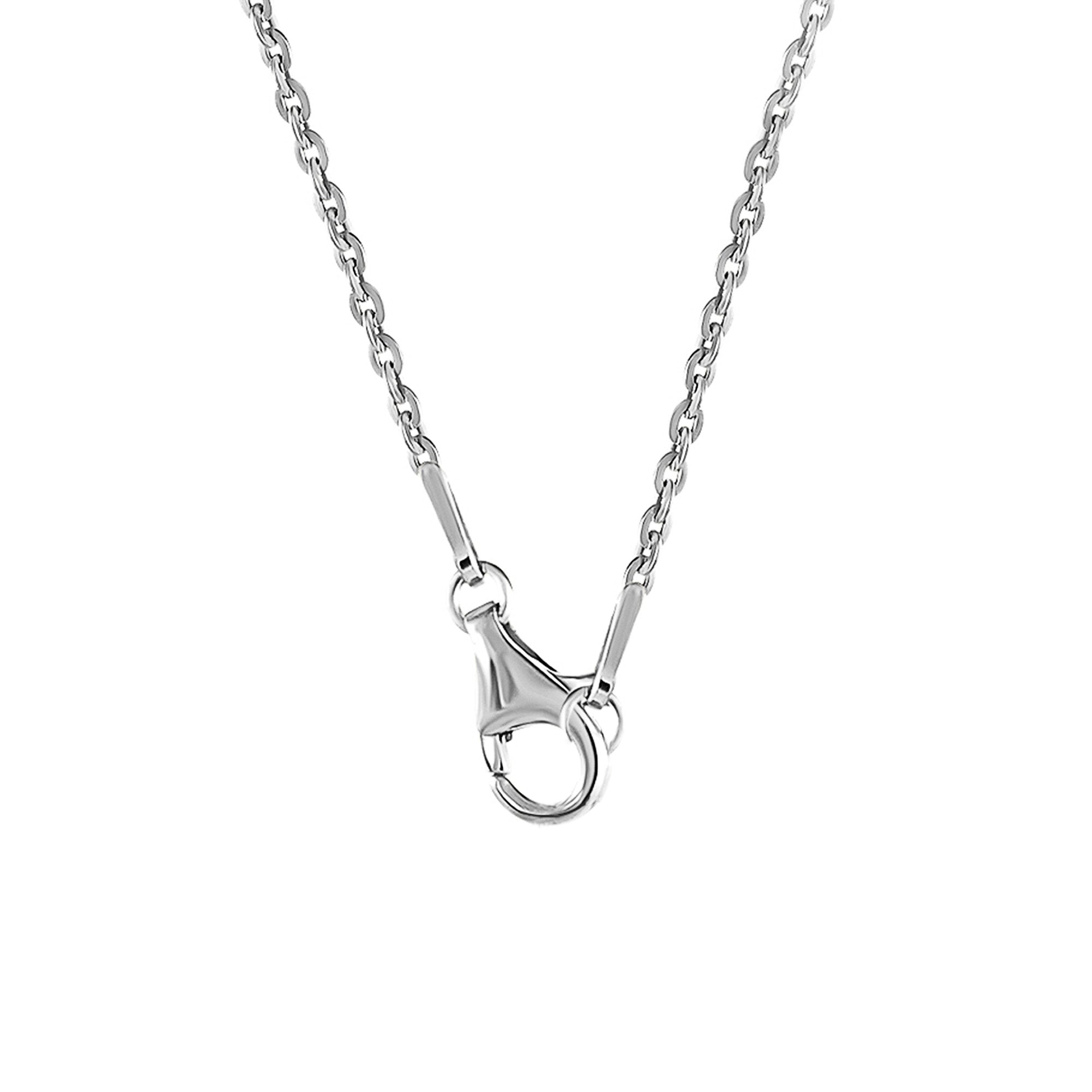 Hello Kitty diamond pendant on a sterling silver chain, front view